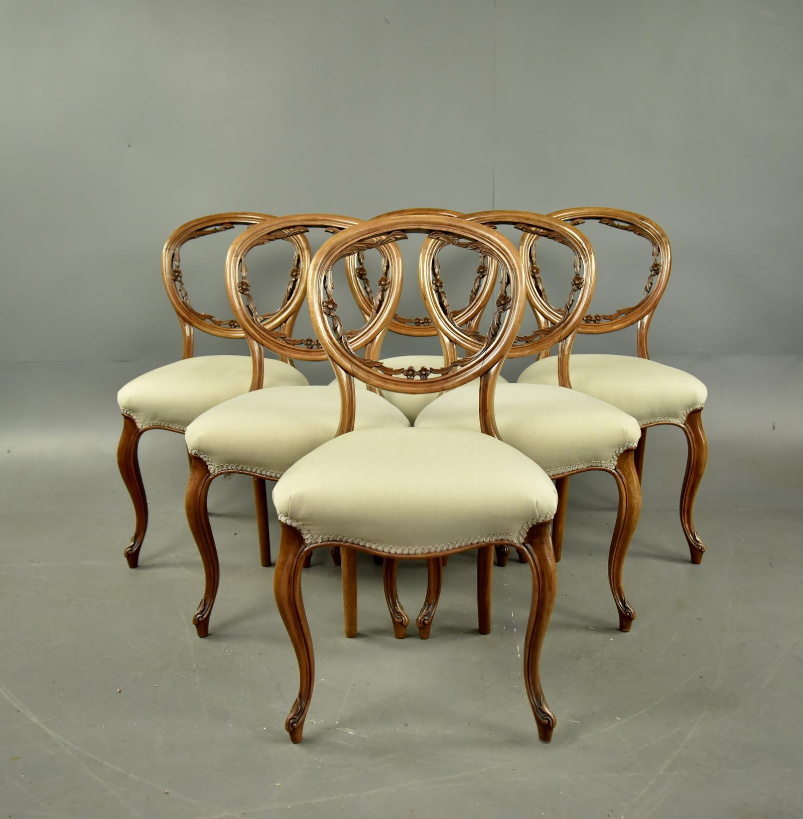 Set of 6 Victorian Walnut Balloon Back Dining Chairs (1 of 9) Set of 6 Victorian Walnut Balloon Back Dining Chairs (1 of 9)