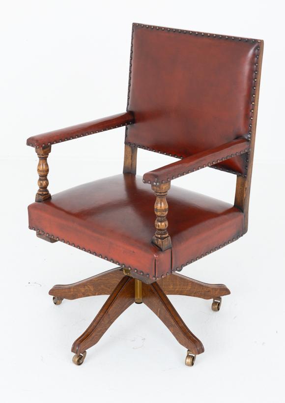 Good Quality Oak and Leather Office Chair (1 of 5)