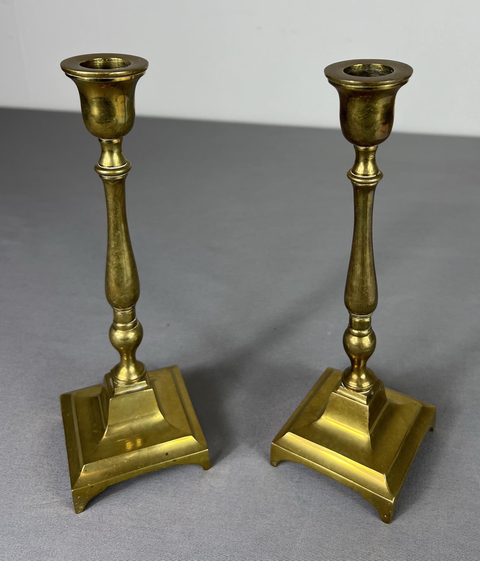 Pair of French Vintage Brass Candle Holders Candlesticks (1 of 9)