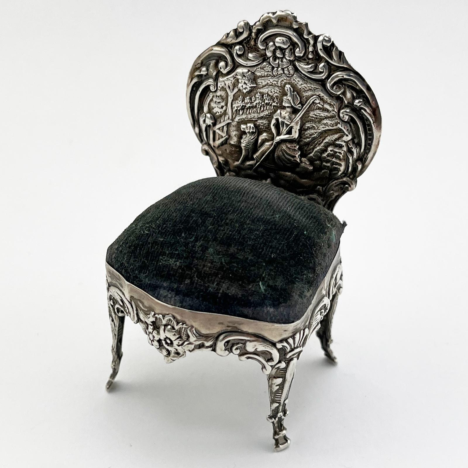 Sterling Silver Pin Cushion in the Form of a Chair (1 of 7) Sterling Silver Pin Cushion in the Form of a Chair (1 of 7)