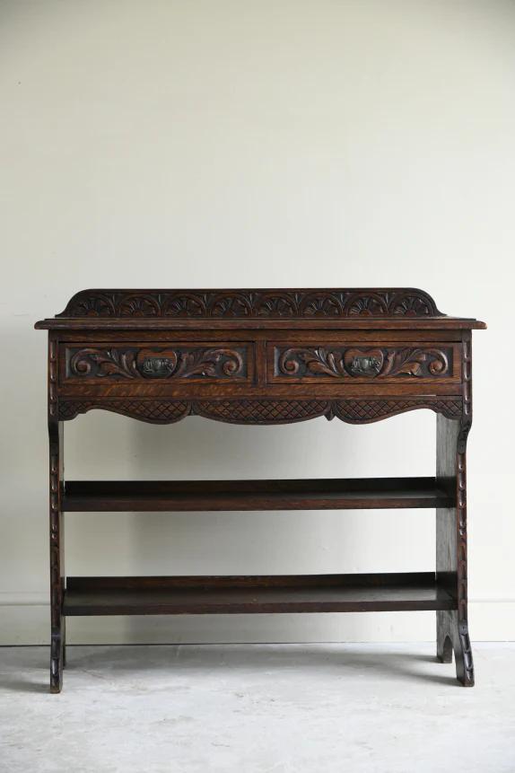 Antique Victorian Carved Oak Hall Table (1 of 9)