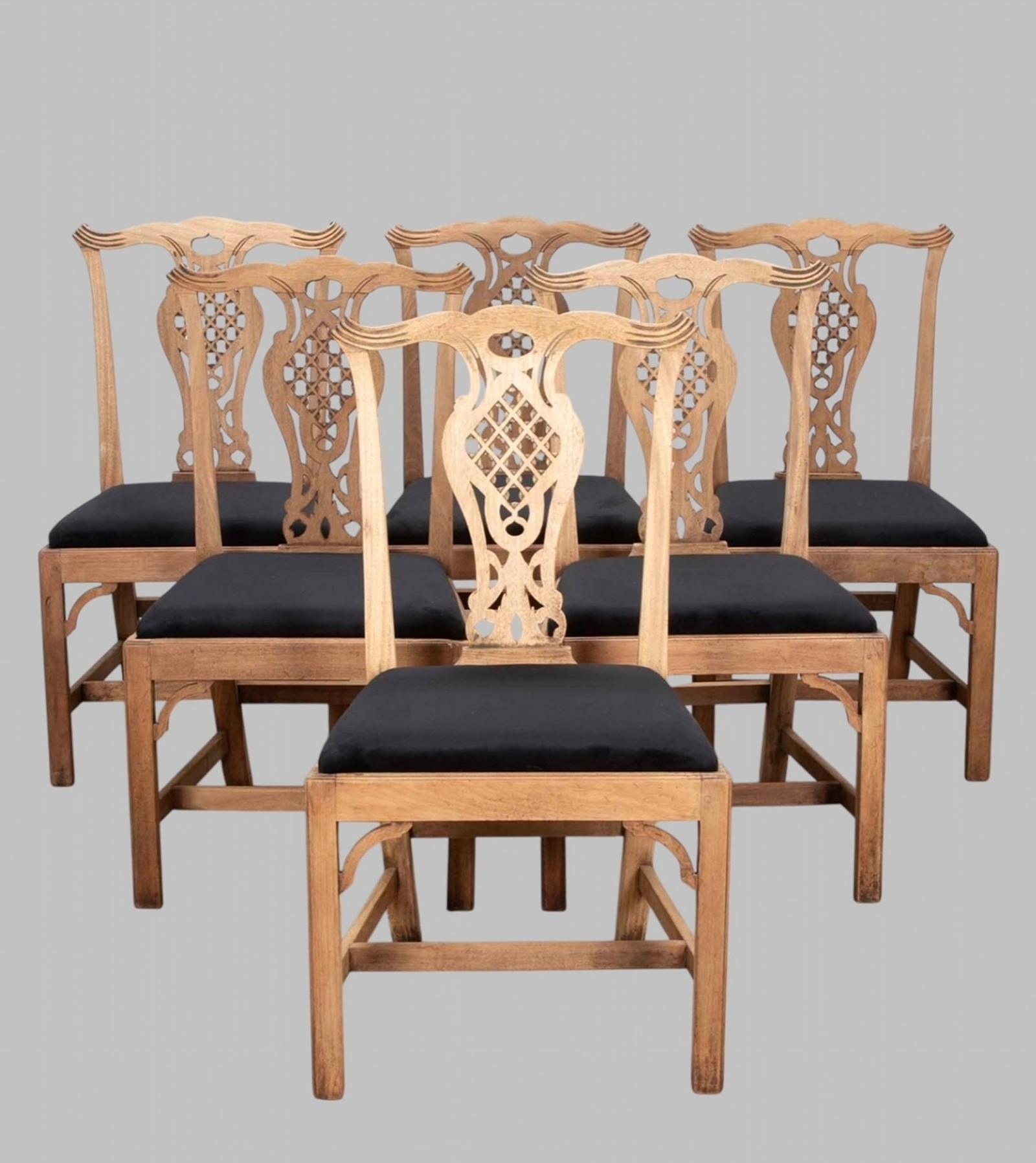 A Set of Six Georgian Bleached Mahogany Chairs (1 of 5)