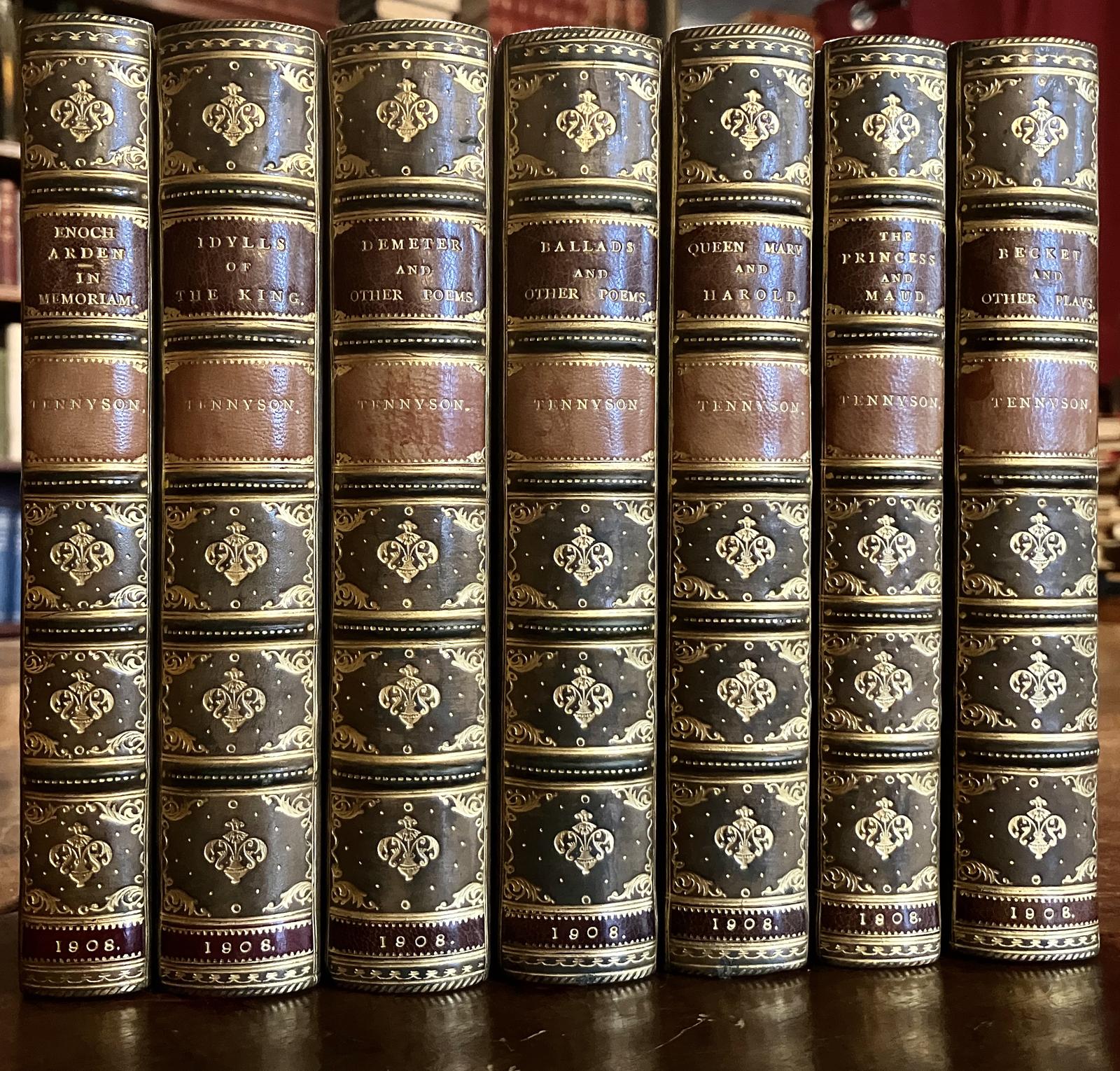 1908 Alfred Tennyson Collection Poetry Fine Full Leather Bindings by J Larkins (1 of 4)