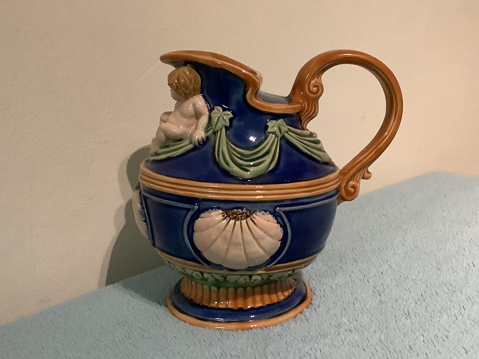 Royal Blue Majolica Water Jug (1 of 4) Royal Blue Majolica Water Jug (1 of 4)