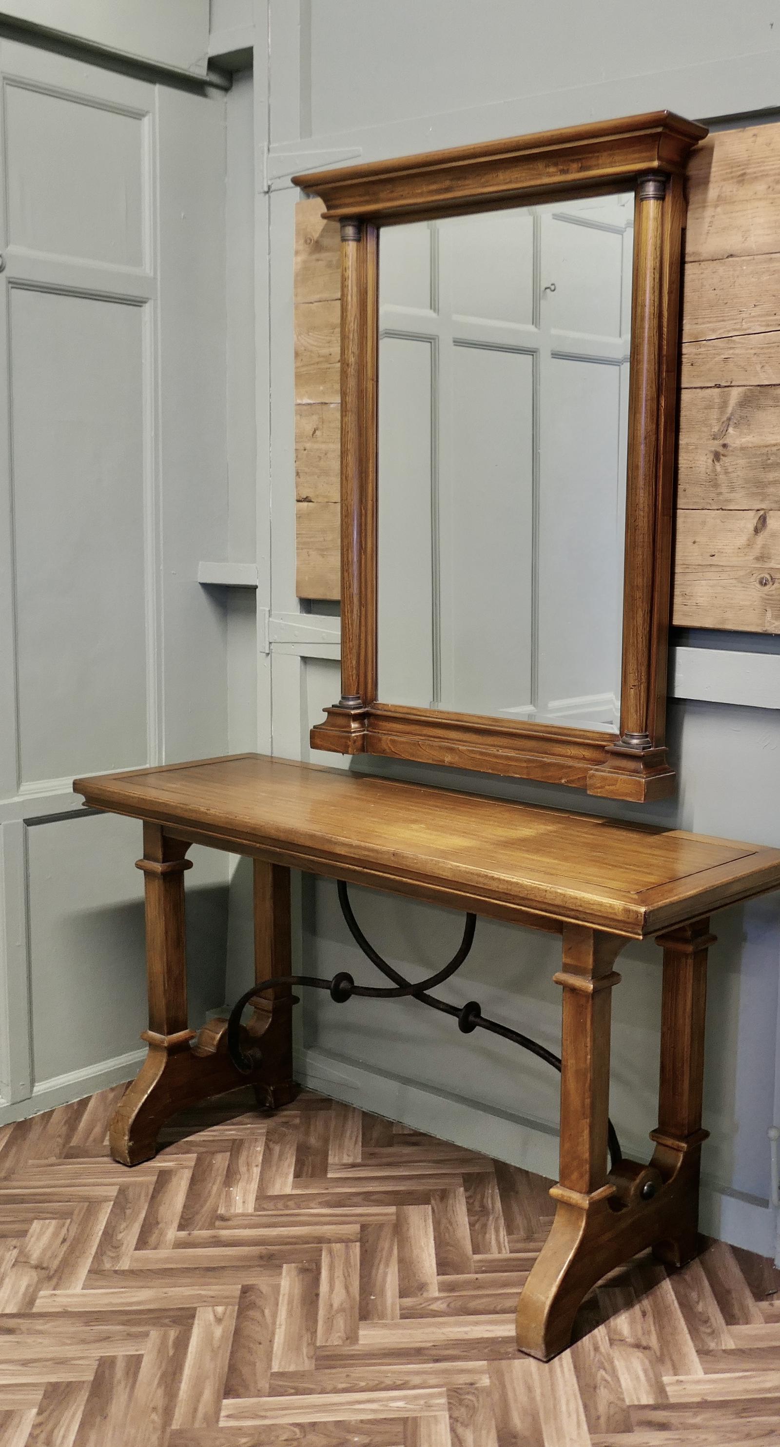 Golden Oak Arts and Crafts Console and Mirror (1 of 8)