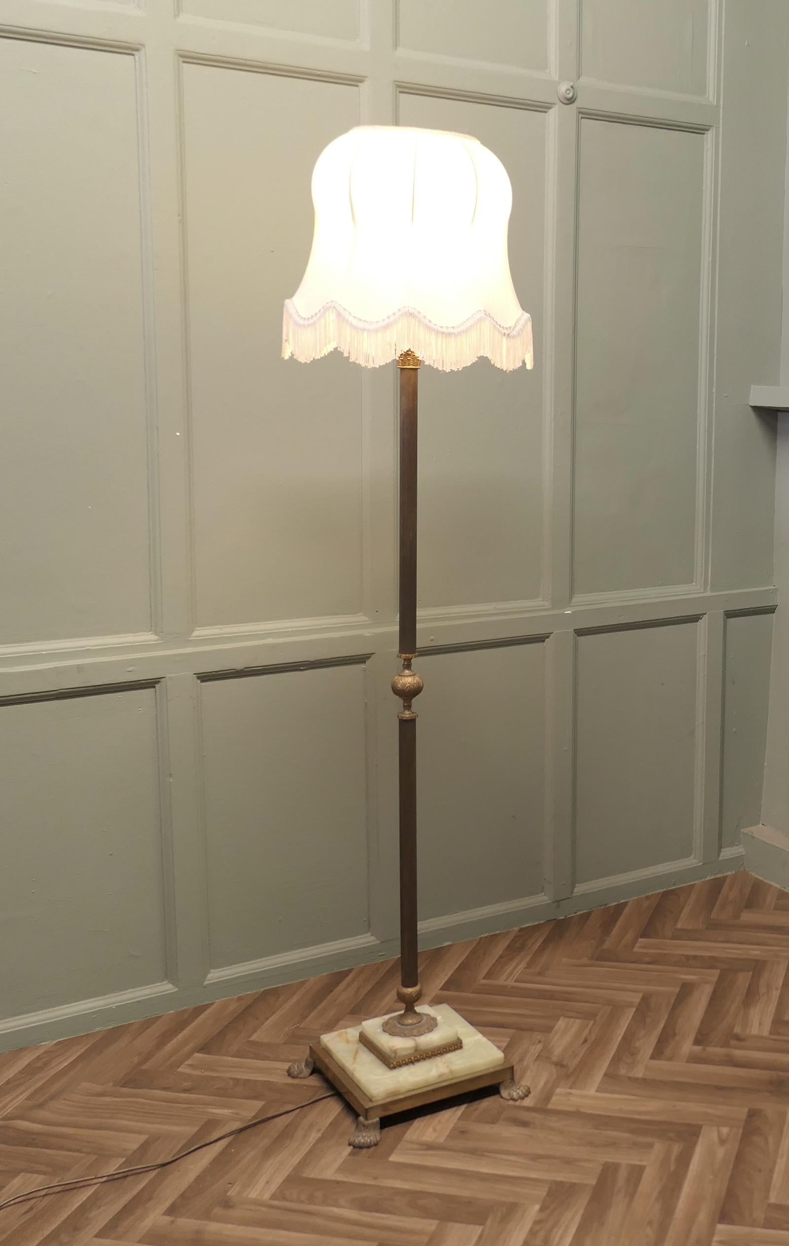 Brass and Onyx Column Floor Lamp, Brass Standard Lamp (1 of 6) Brass and Onyx Column Floor Lamp, Brass Standard Lamp (1 of 6)
