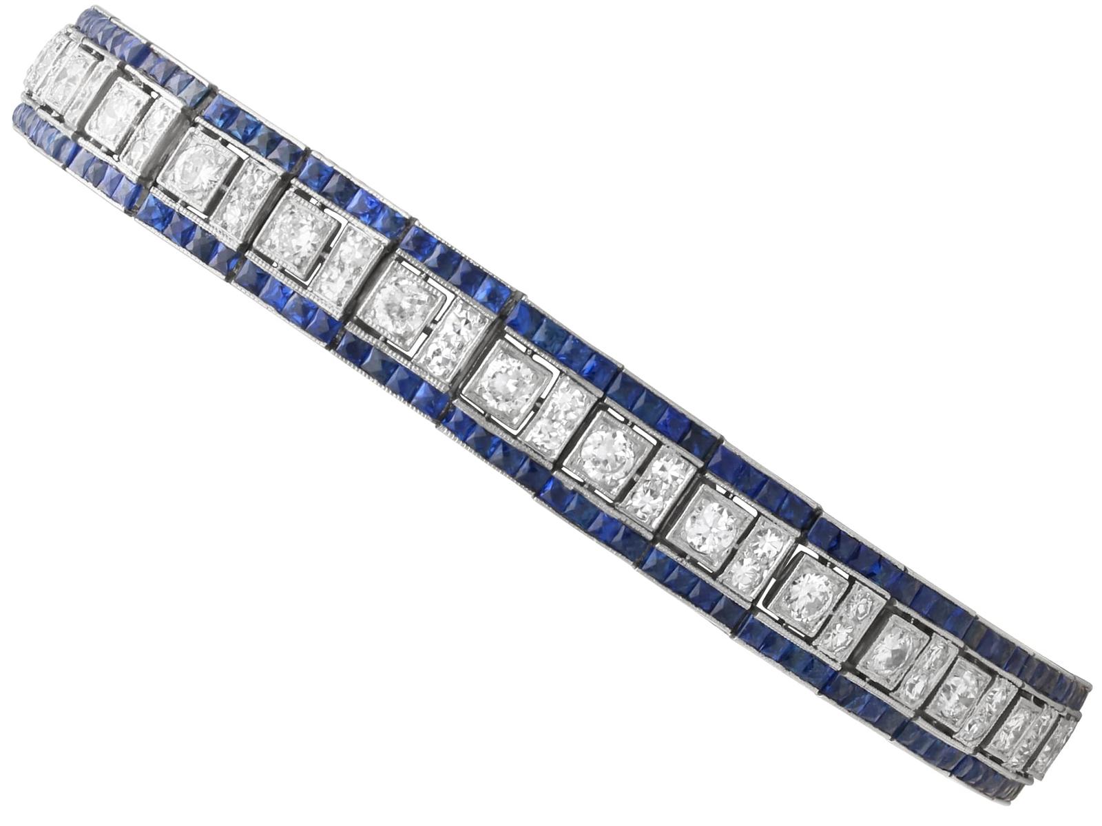 Antique 4.48ct Sapphire and 4.35ct Diamond Platinum Line Bracelet Circa 1920 (1 of 19)