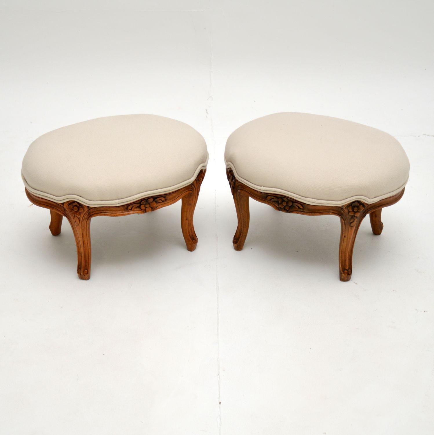 Pair of Antique French Carved Walnut Foot Stools (1 of 4) Pair of Antique French Carved Walnut Foot Stools (1 of 4)