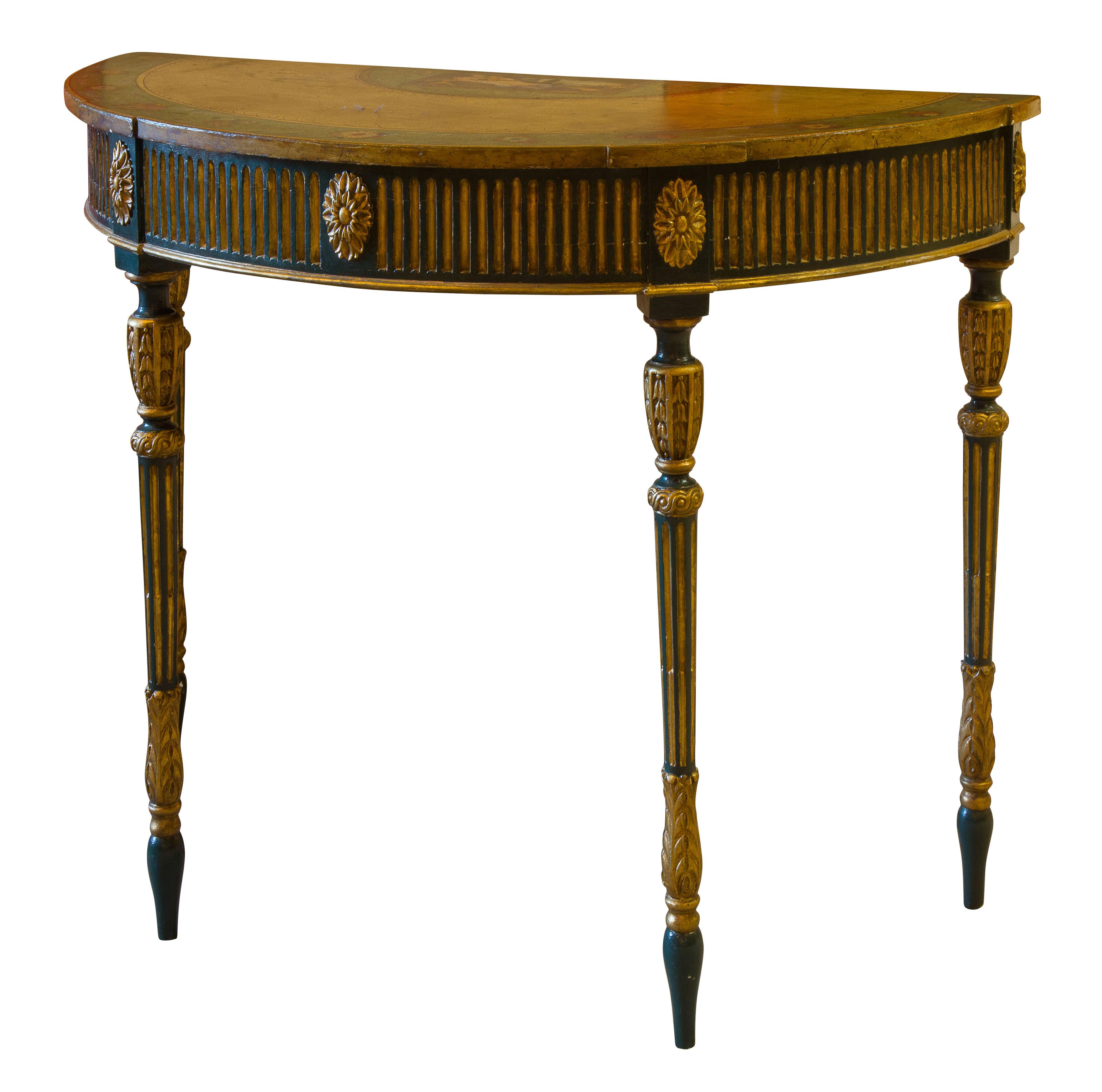 Painted George III style demi lune pier table c1880 (1 of 1)