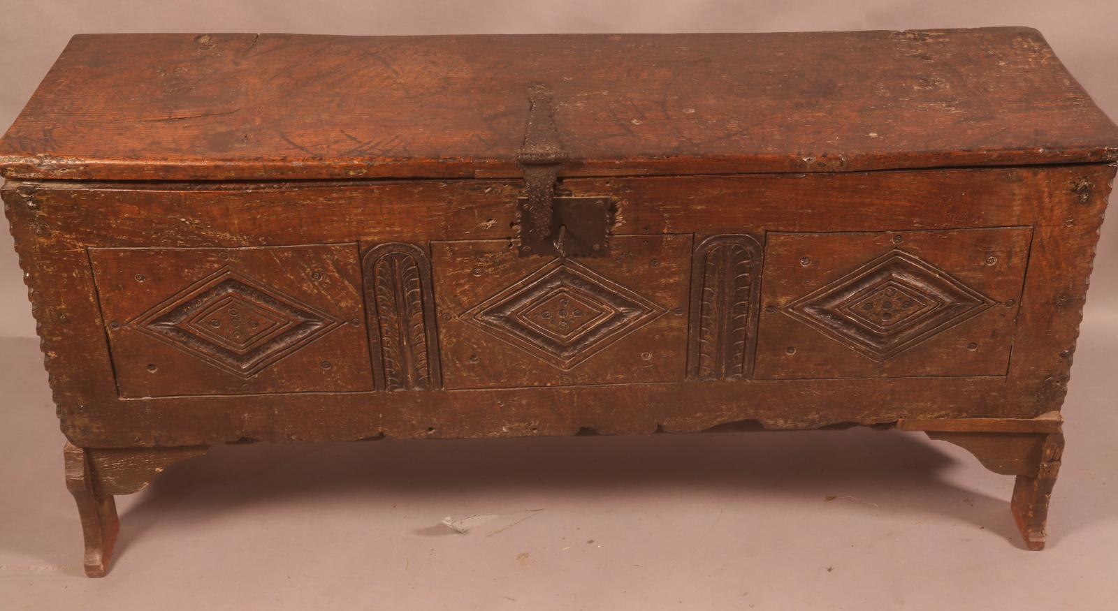 Early 17th Century 5 Plank Coffer (1 of 10)