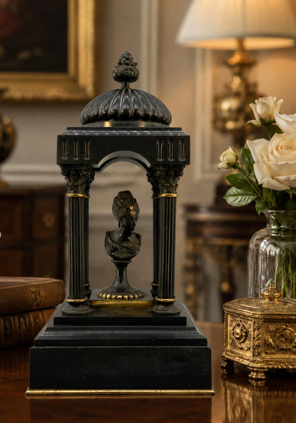 Exceptional 19th Century Grand Tour Patinated Bronze & Marble Classical Temple with Bust (1 of 17) Exceptional 19th Century Grand Tour Patinated Bronze & Marble Classical Temple with Bust (1 of 17)