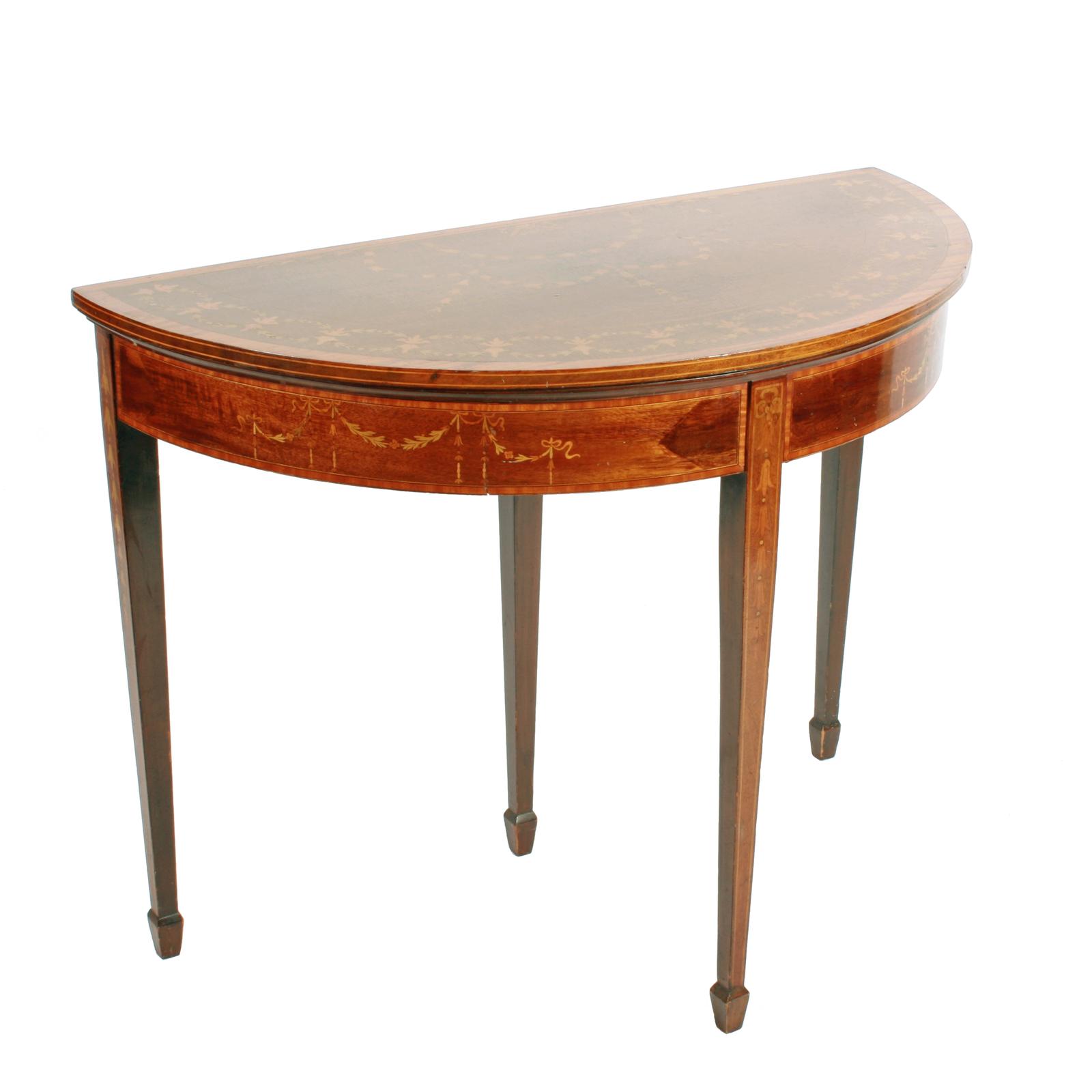 Sheraton Style Inlaid Card Table (1 of 8)