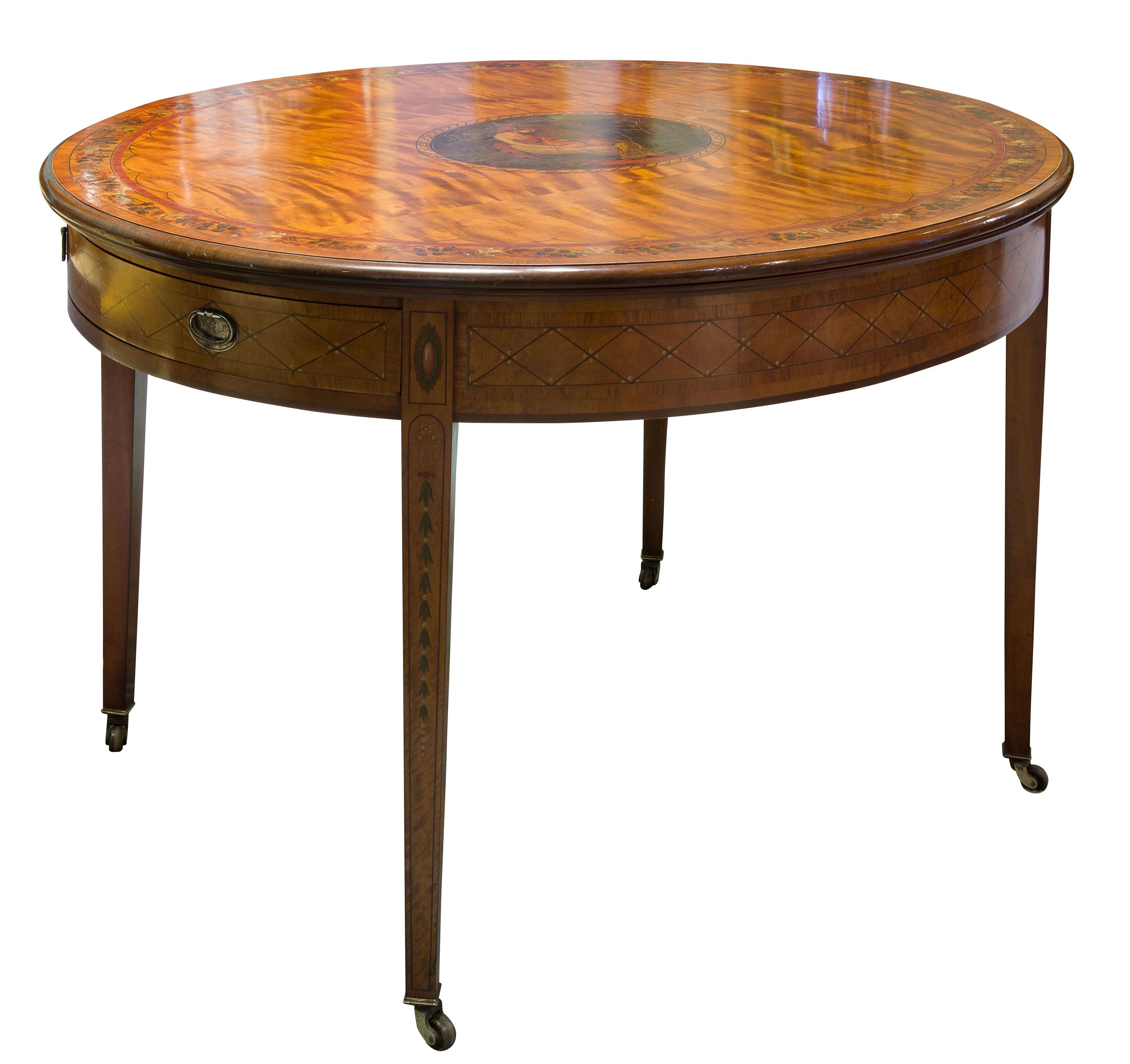 Painted satinwood oval centre table circa 1890 (1 of 1)