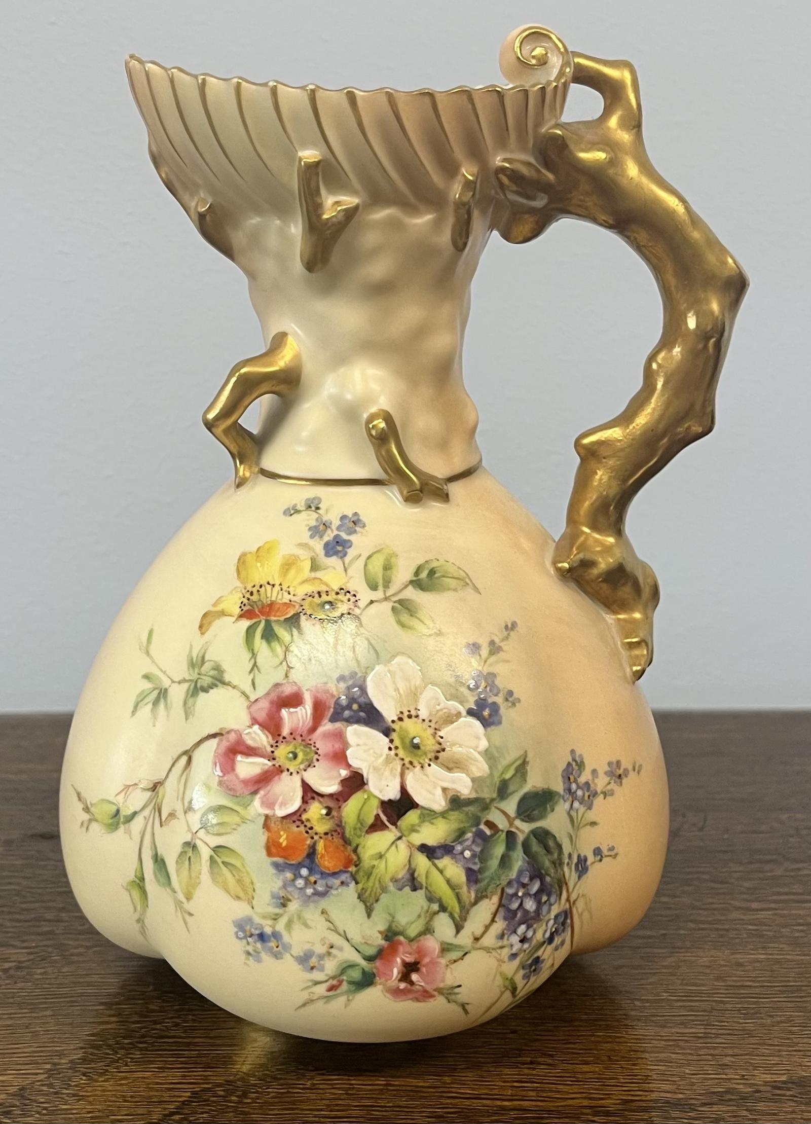 Scarce Royal Worcester Jug with Coral Fashioned Handle (1 of 5)