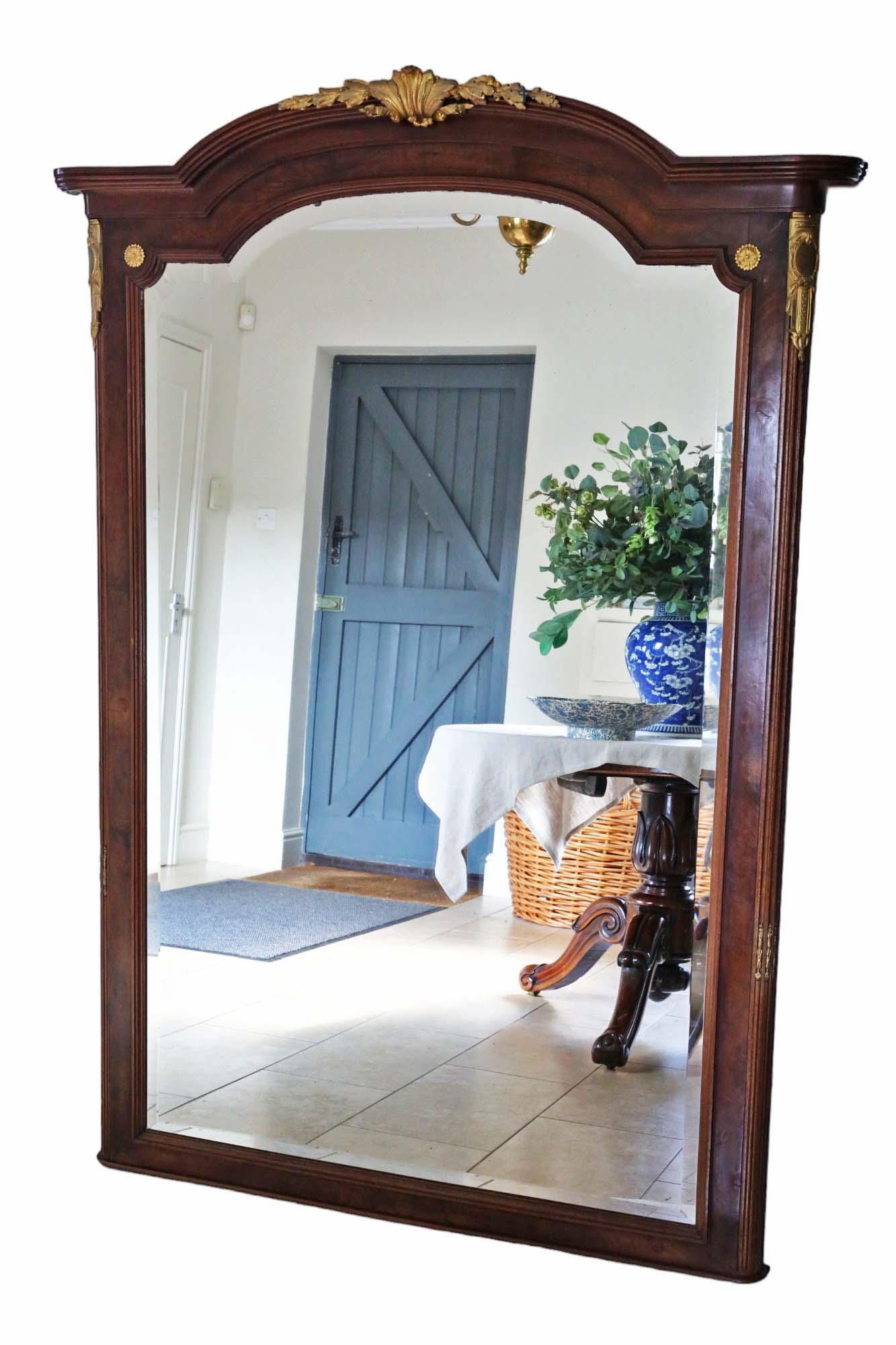 Antique Very Large Early 20th Century Mahogany & Walnut Floor Wall Mirror – High-Quality Ornate Design (1 of 4)