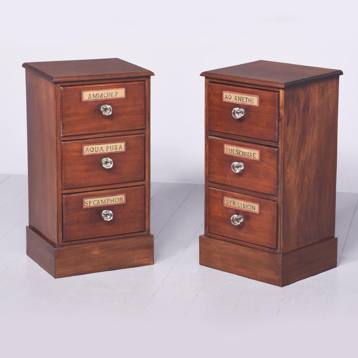 Pair of Mahogany Lampstands or Bedside Lockers Made from Apothecary Drawers (1 of 7)