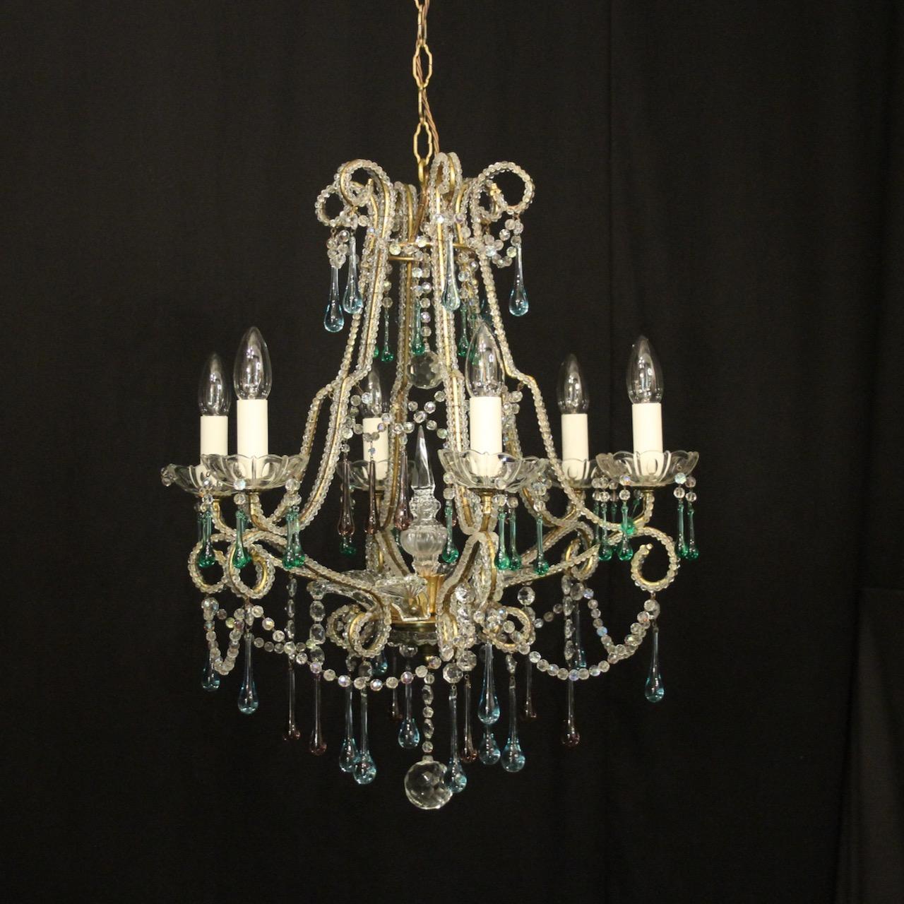 French Gilded Crystal 6 Light Chandelier (1 of 10)