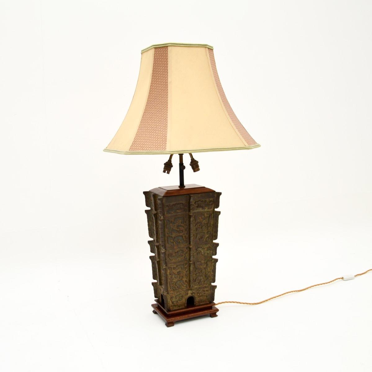 Large Oriental Bronze Table Lamp (1 of 10)