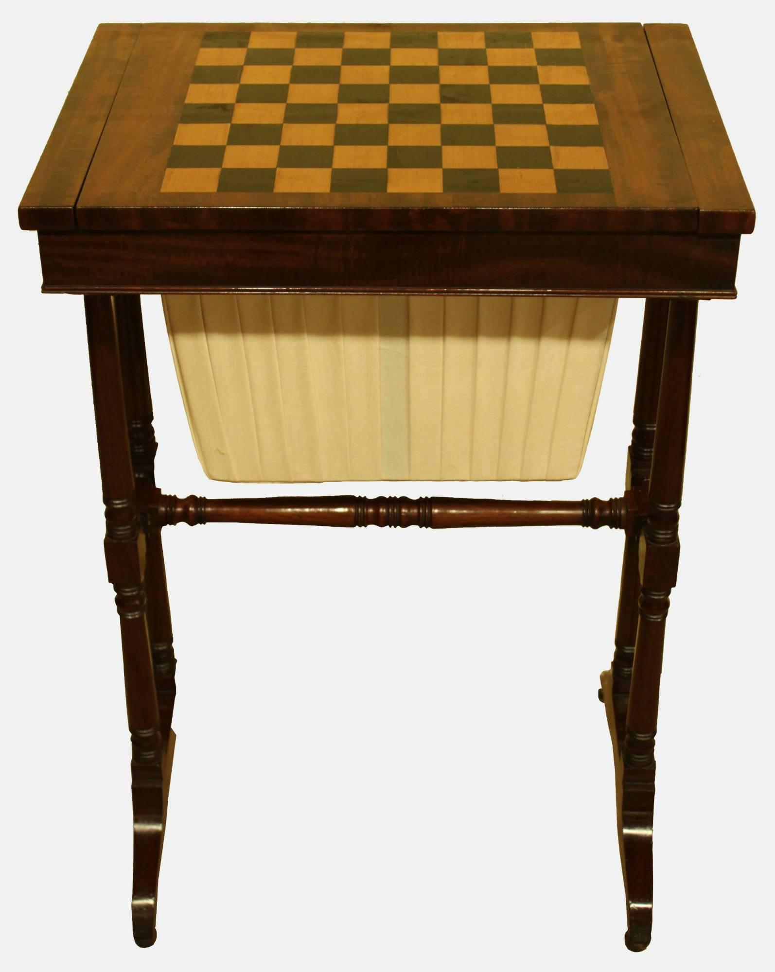 Mahogany Work Table with Reversible Chess Top (1 of 1) Mahogany Work Table with Reversible Chess Top (1 of 1)