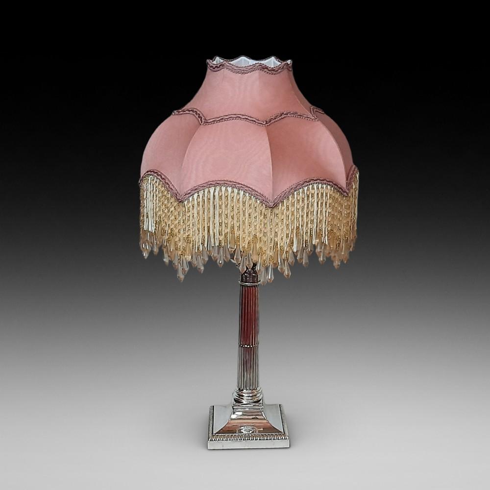 Late 19th Century Silver Plate Table Lamp Formed as Corinthian Column (1 of 8)
