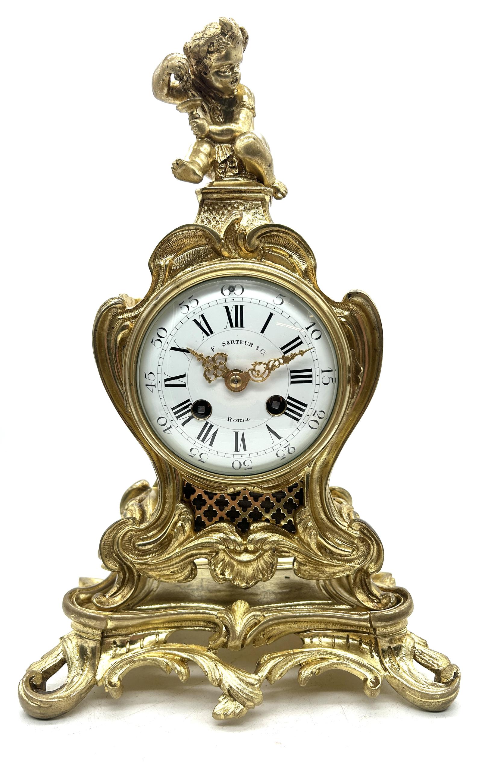 Antique French Ormolu Scrolling Mantel Clock – Cherub Finial Circa 1860 (1 of 10) Antique French Ormolu Scrolling Mantel Clock – Cherub Finial Circa 1860 (1 of 10)