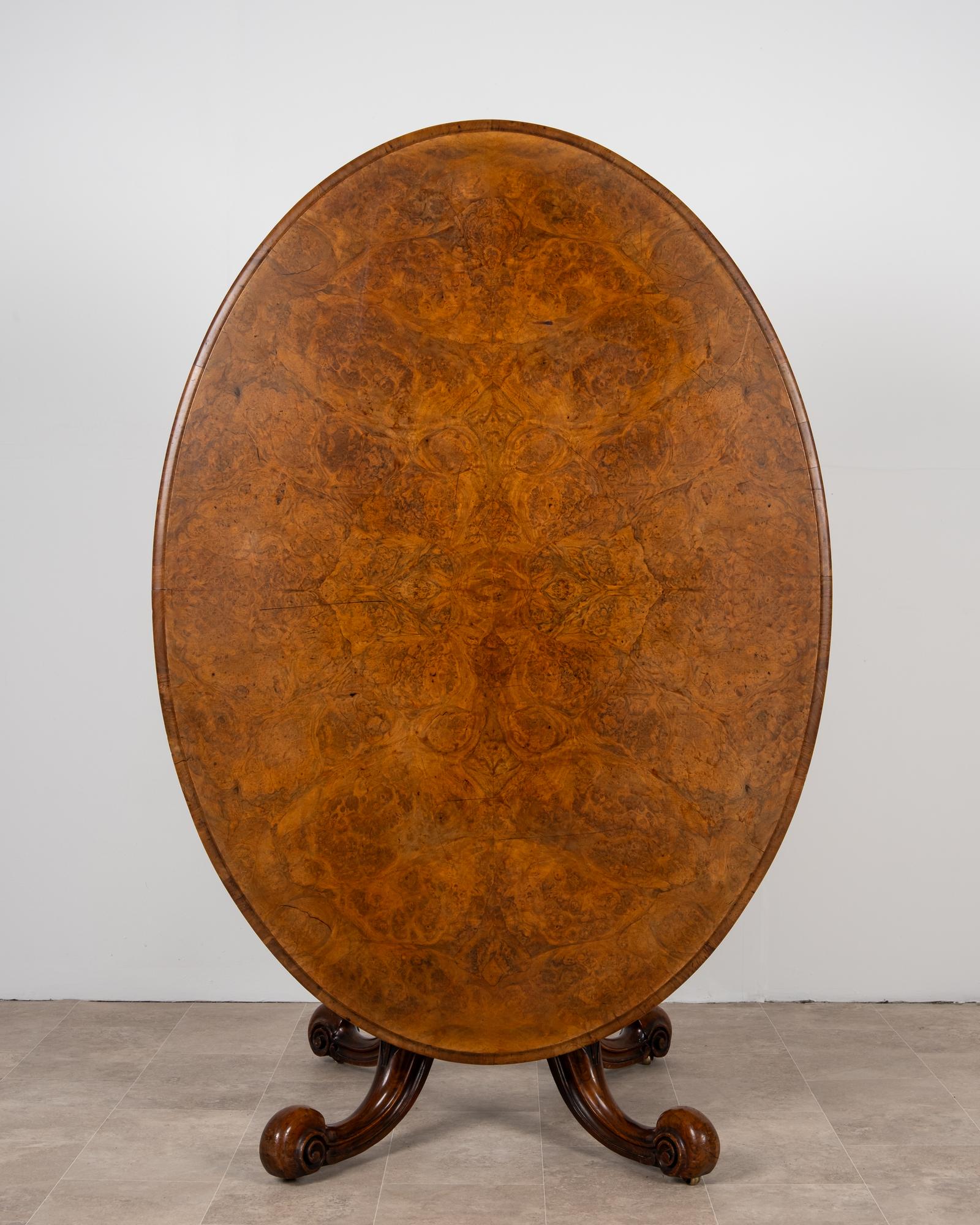 Antique Victorian Burr Walnut Oval Loo Table c.1860 (1 of 6) Antique Victorian Burr Walnut Oval Loo Table c.1860 (1 of 6)