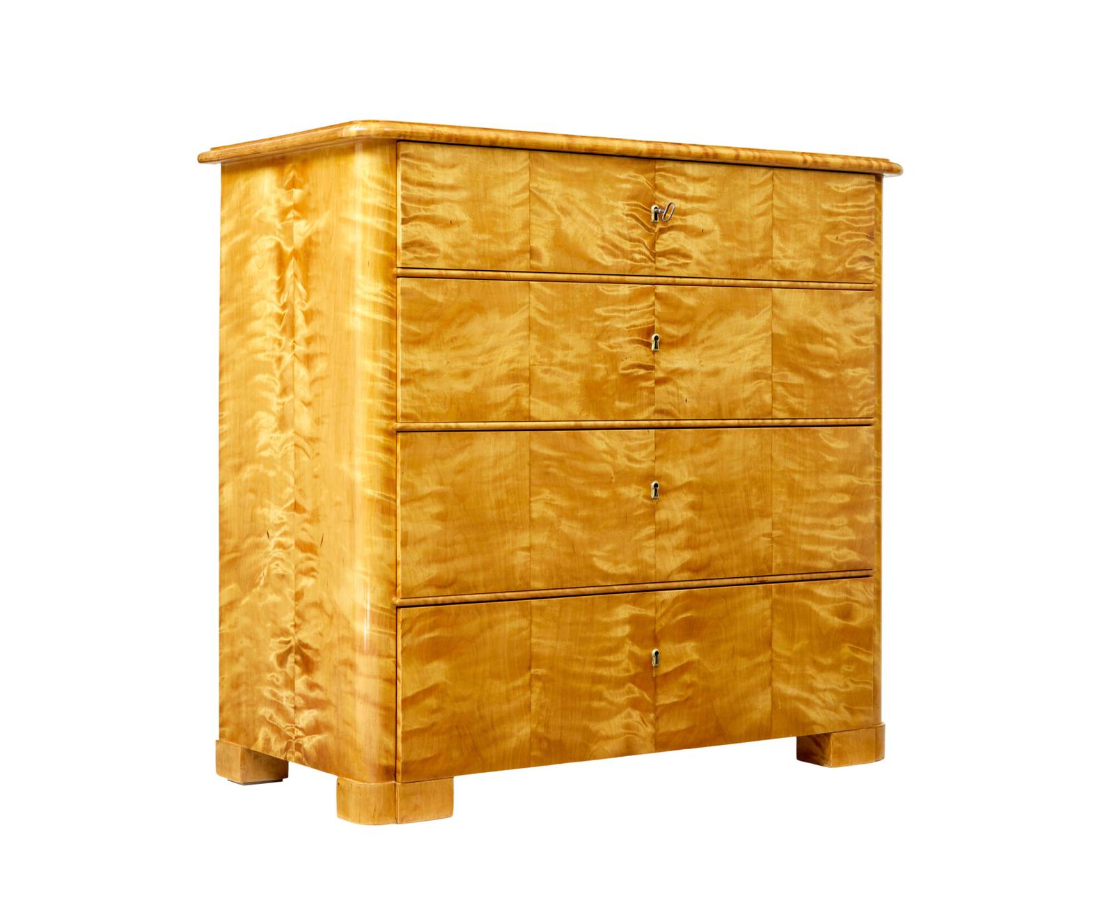 Swedish 19th Century Satin Birch Chest of Drawers (1 of 10)