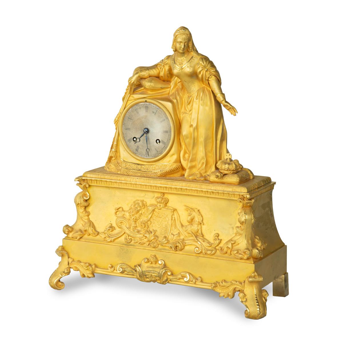 Ormolu Mantel Clock with Queen Victoria in Medieval Dress by Monroux 1832 (1 of 13)