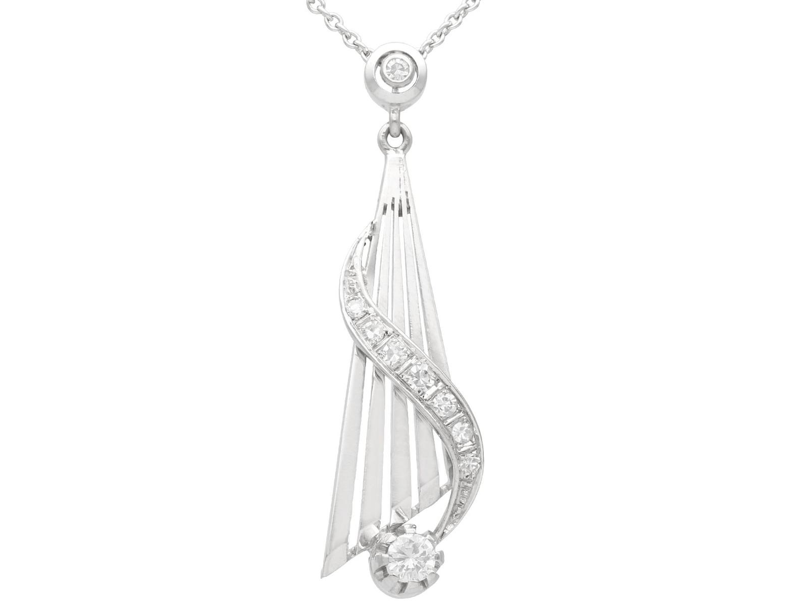 Vintage 0.26ct Diamond & 14ct White Gold Pendant c.1960 (1 of 11)