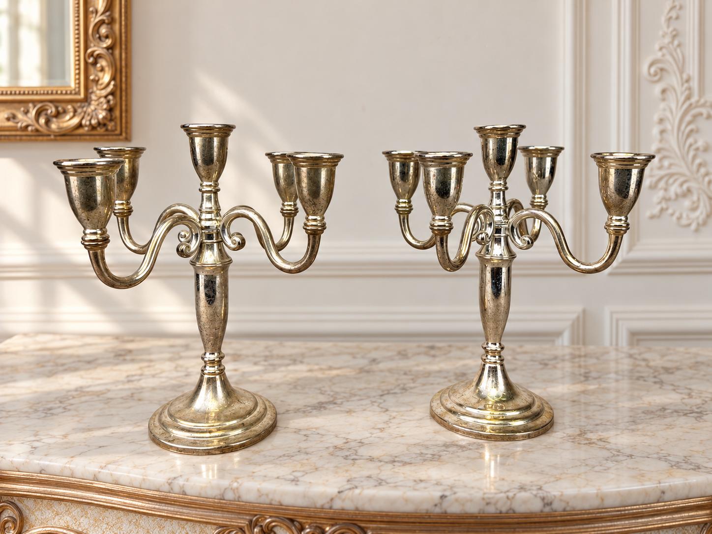 Pair of Candelabras Vintage Metal Five Arm Candle Holders (1 of 15) Pair of Candelabras Vintage Metal Five Arm Candle Holders (1 of 15)