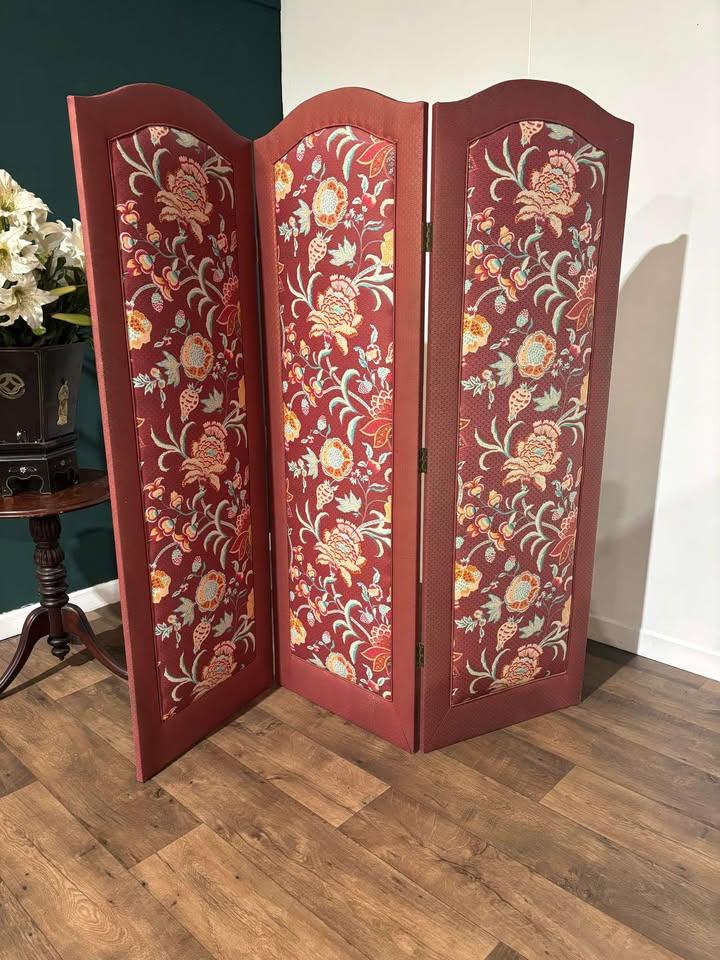Vintage Fabric Covered Three Fold Dressing Screen (1 of 16)