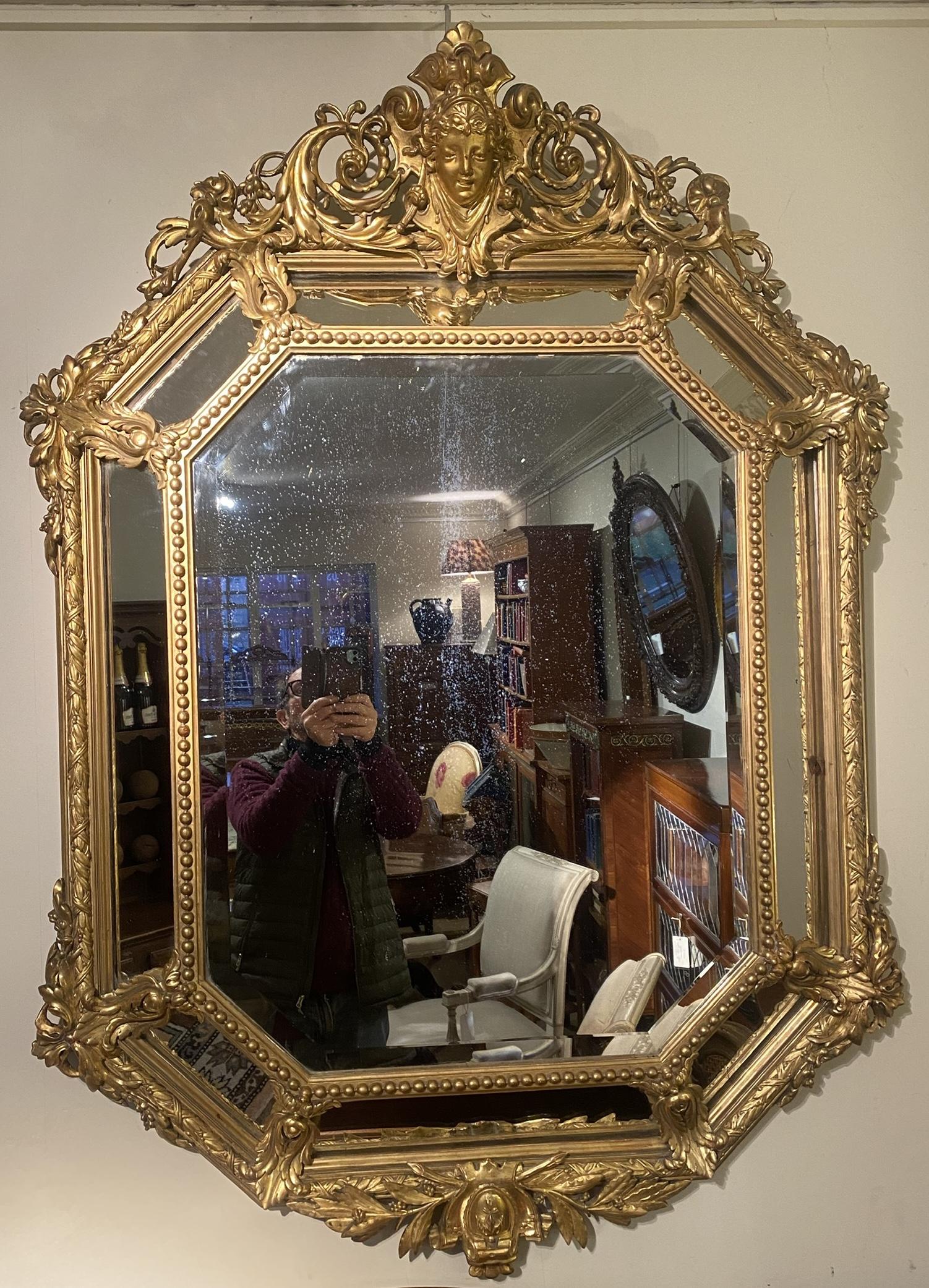 Large Antique Margin Mirror (1 of 5) Large Antique Margin Mirror (1 of 5)