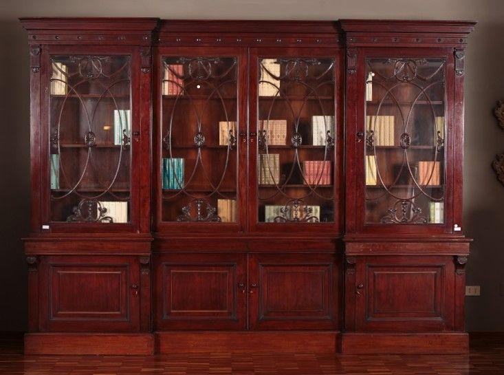 Antique Large English Bookcase 1800s Regency Mahogany (1 of 9)
