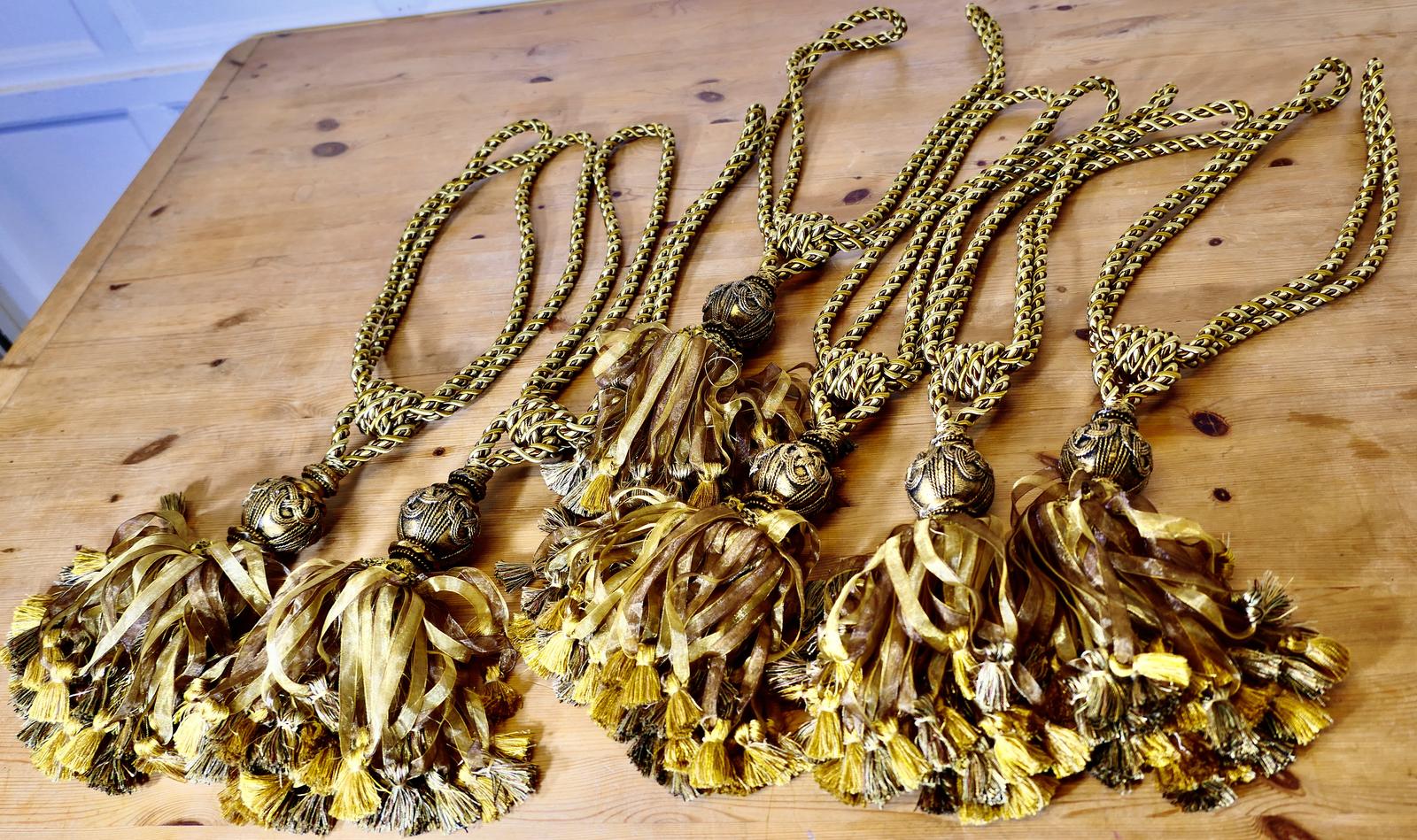 3 Beautiful Pairs of Very Large Gold Silk Tassels (1 of 7)