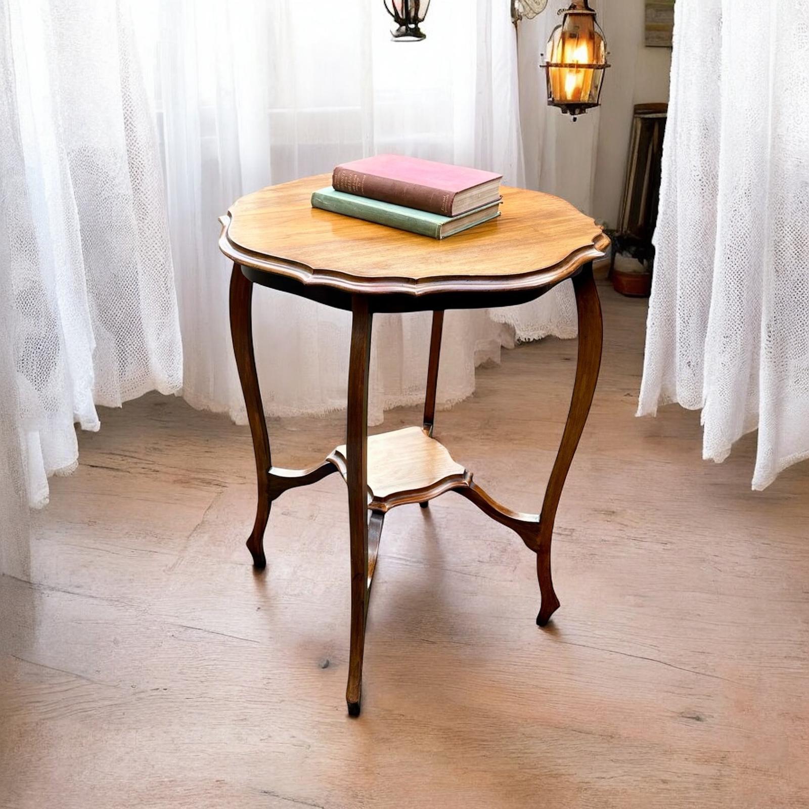 Antique Edwardian Mahogany Two Tier Occasional Table c.1910 / Servants Wooden Table (1 of 6)