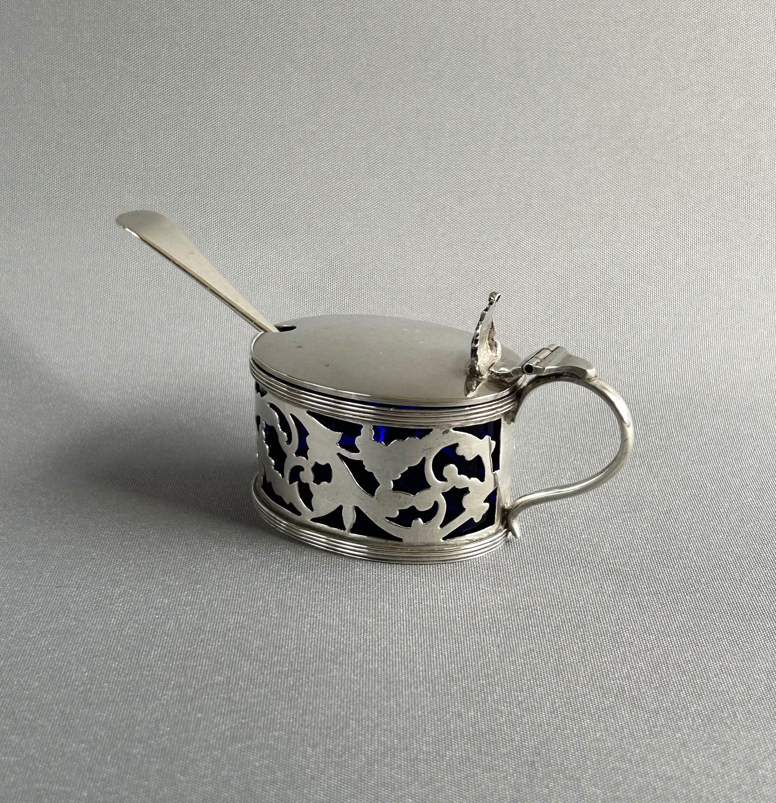 Pretty Edwardian Silver Mustard Pot & Spoon (1 of 7) Pretty Edwardian Silver Mustard Pot & Spoon (1 of 7)