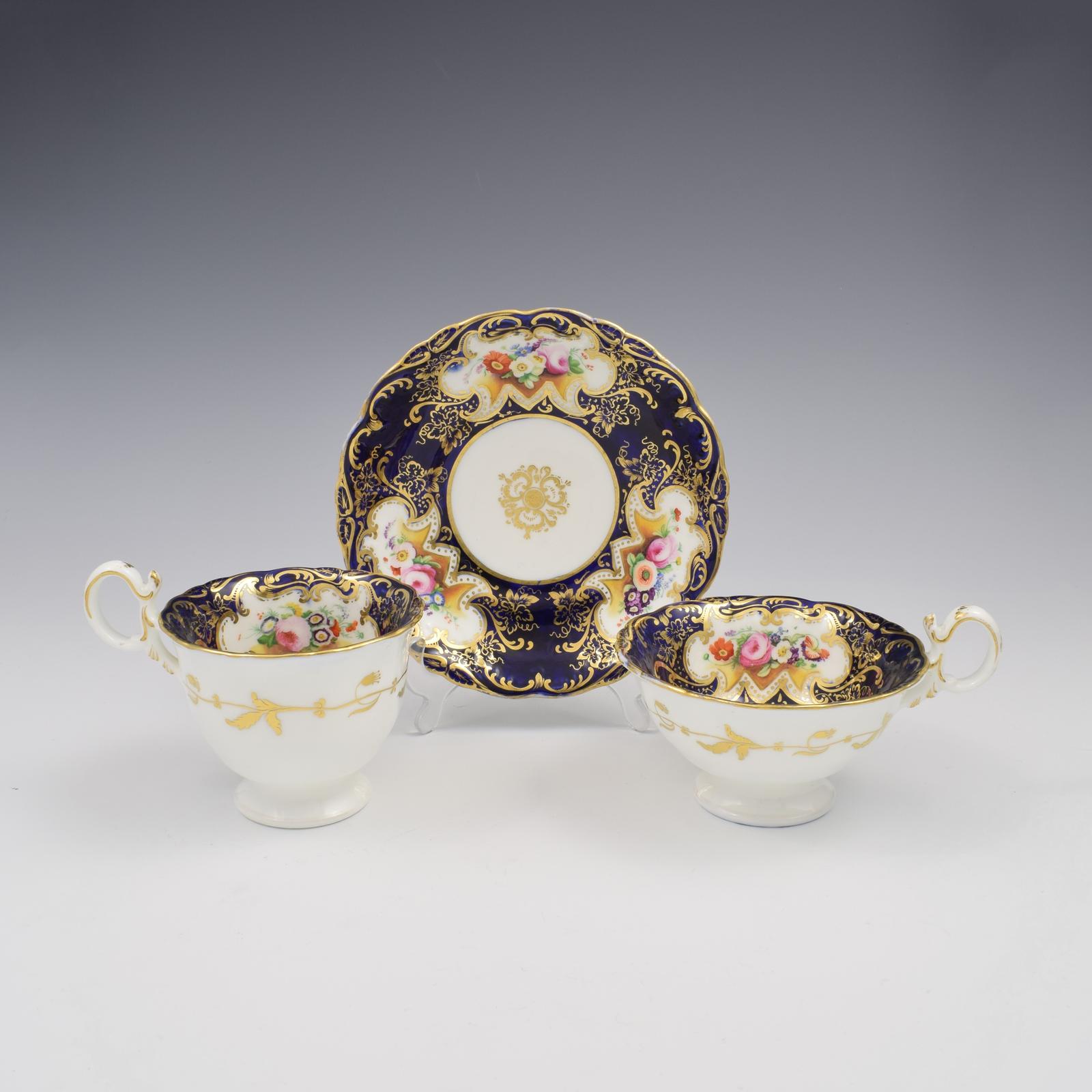 Stunning Coalport Porcelain Adelaide Tea & Coffee Cup & Saucer Trio c.1835 (1 of 13)
