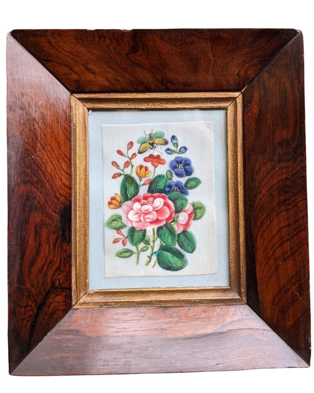 Antique Chinese Painting on Silk Butterfly & Blossoms 19th Century (1 of 6)