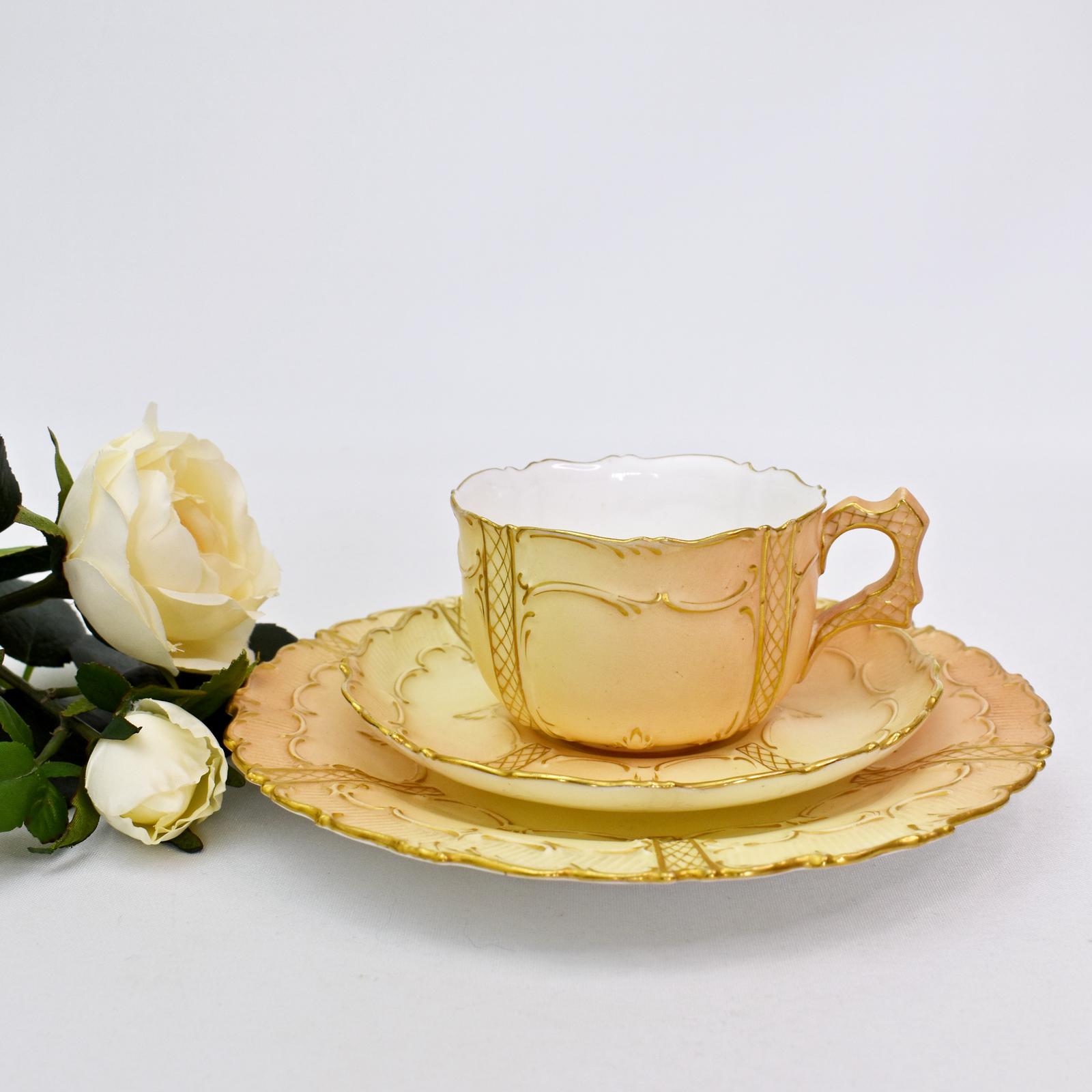 Royal Worcester Blush Ivory Tea Trio with Gilded Detail - Dated 1902 (1 of 9) Royal Worcester Blush Ivory Tea Trio with Gilded Detail - Dated 1902 (1 of 9)