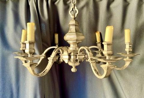Six Light Heavy French Silver Framed Chandelier (1 of 8)