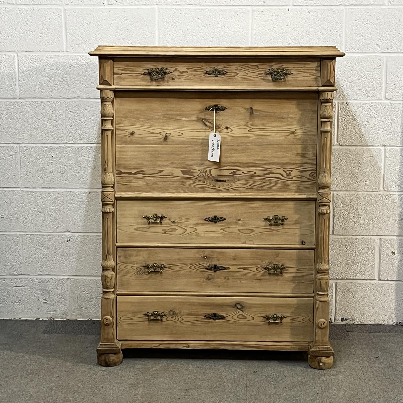 Antique Pine Secretaire Desk With Secret Drawers (1 of 8)