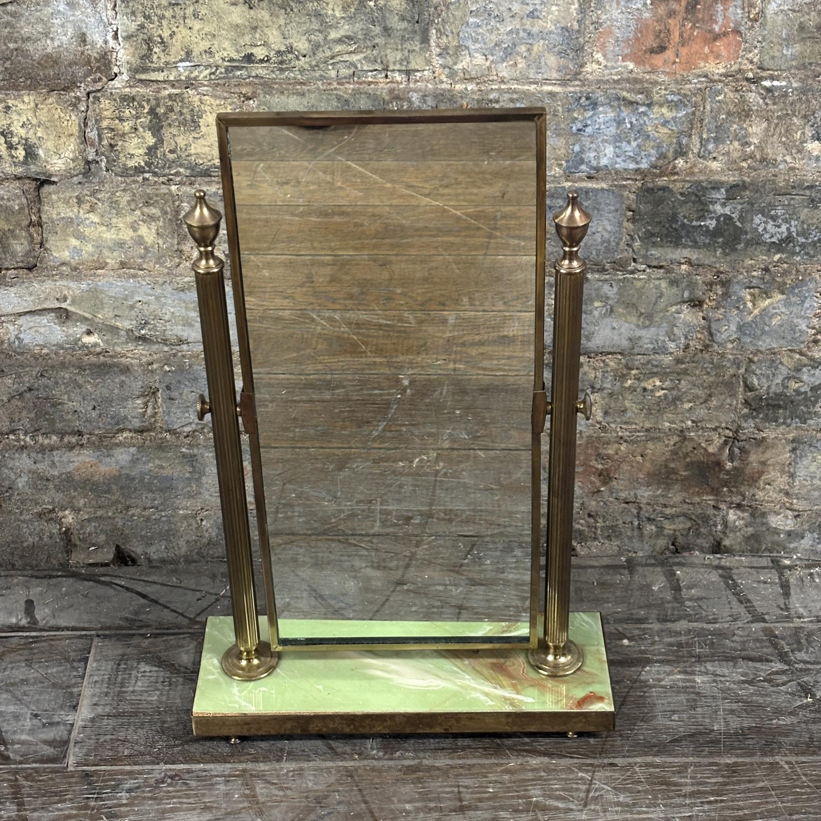 1920s Brass and Green Onyx Dressing Mirror (1 of 7)