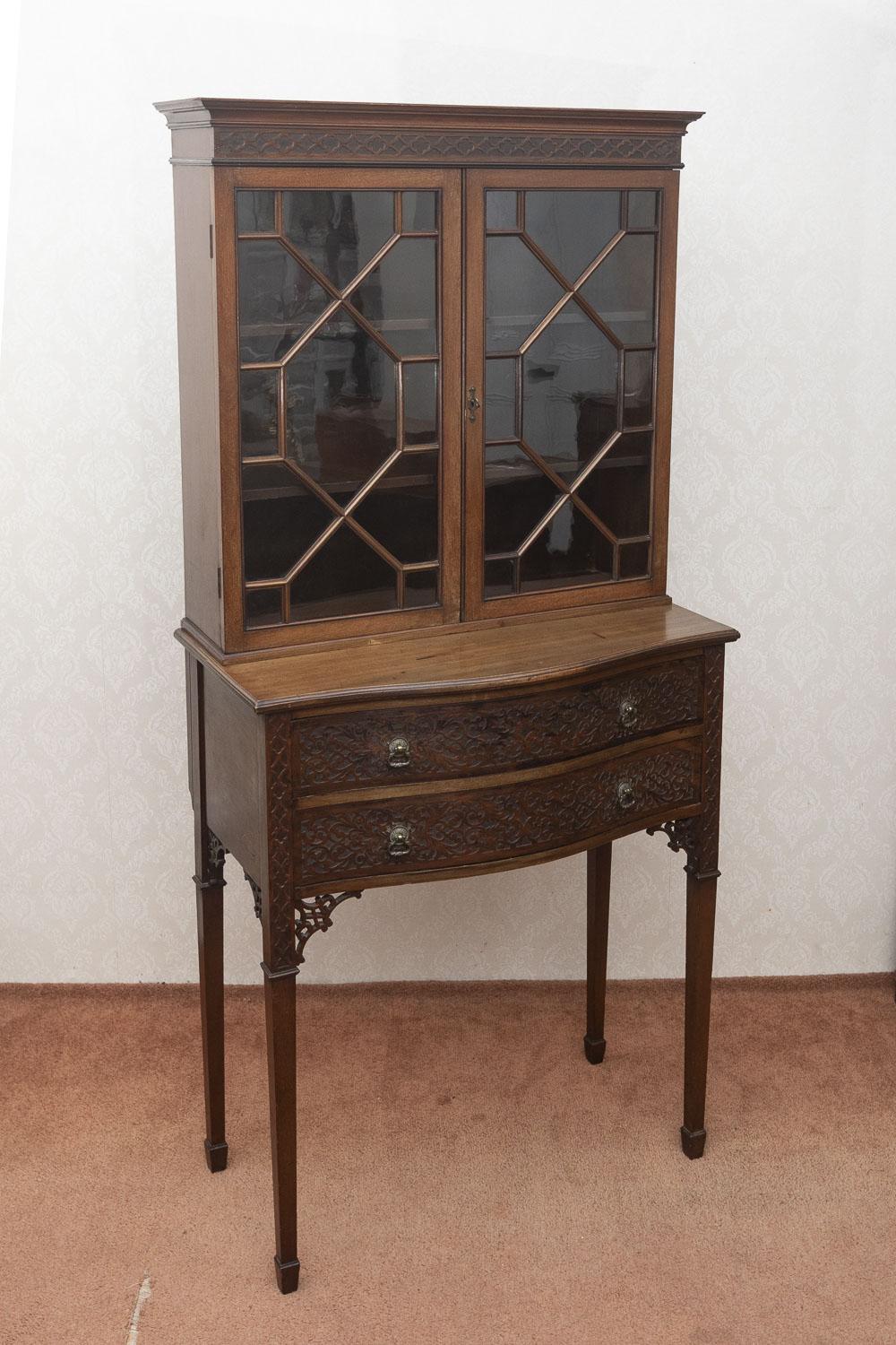 19th Century Two Drawer Mahogany Display Cabinet (1 of 17)