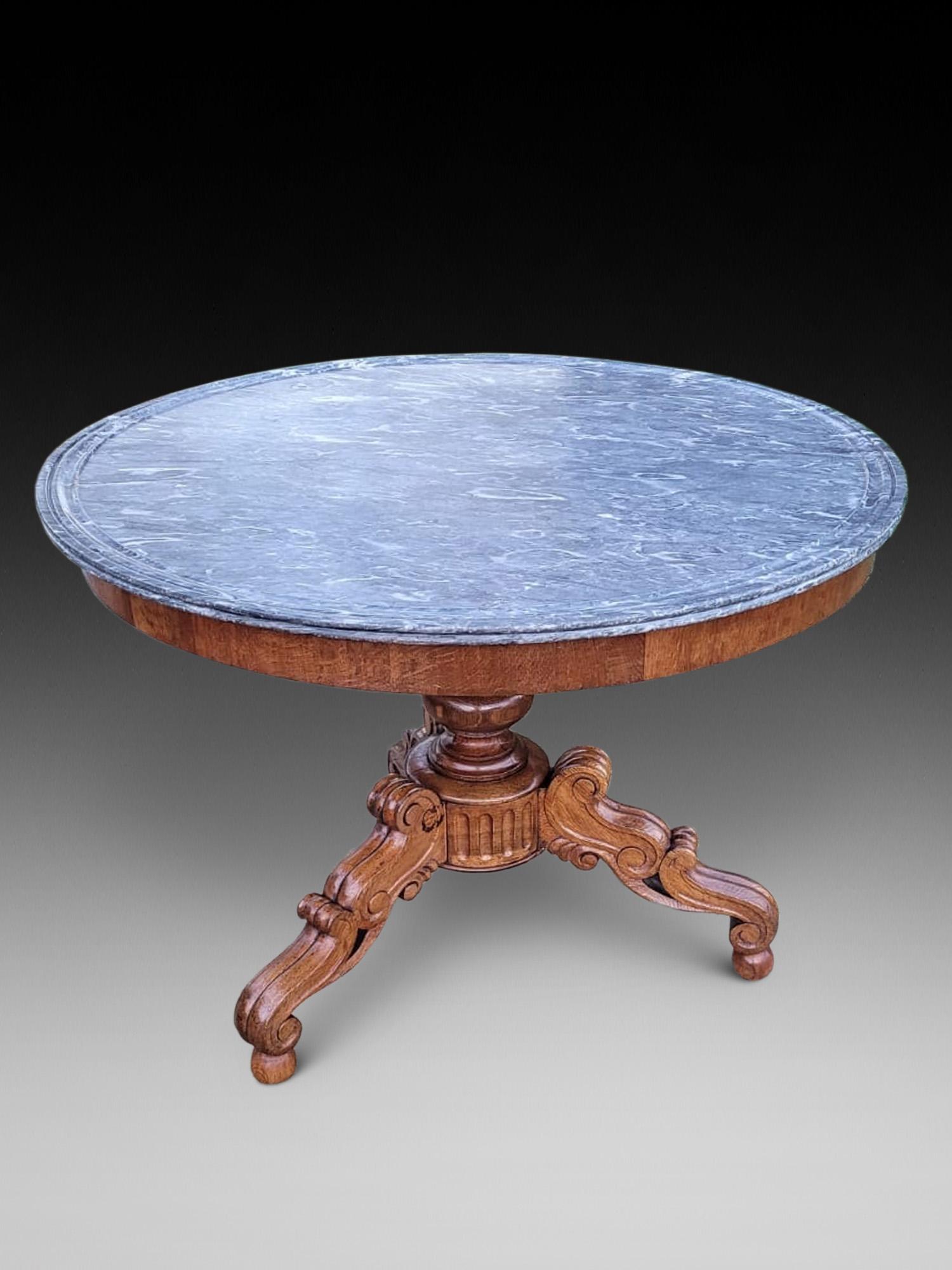 French Gueridon Centre Table with Oak Pedestal Base (1 of 3)