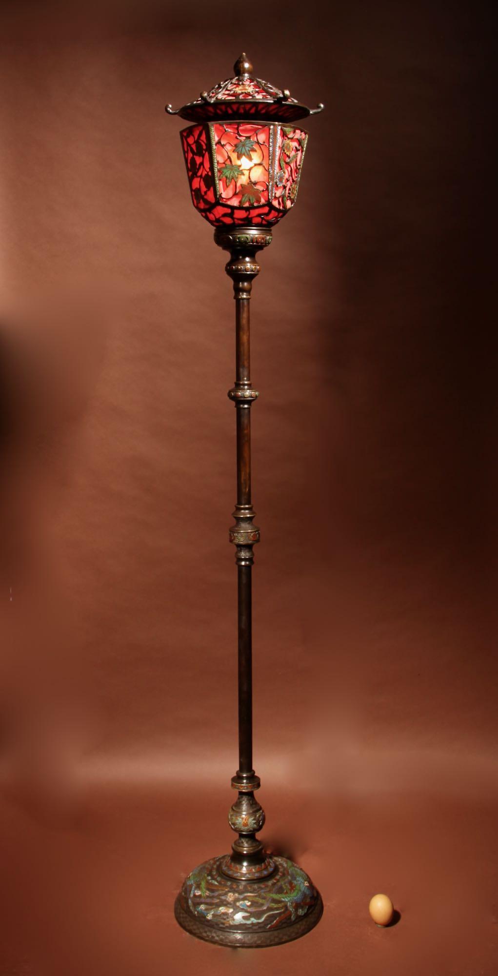 Unusual Complete Japanese Bronze Champlevé Lantern Standard Lamp (1 of 17) Unusual Complete Japanese Bronze Champlevé Lantern Standard Lamp (1 of 17)