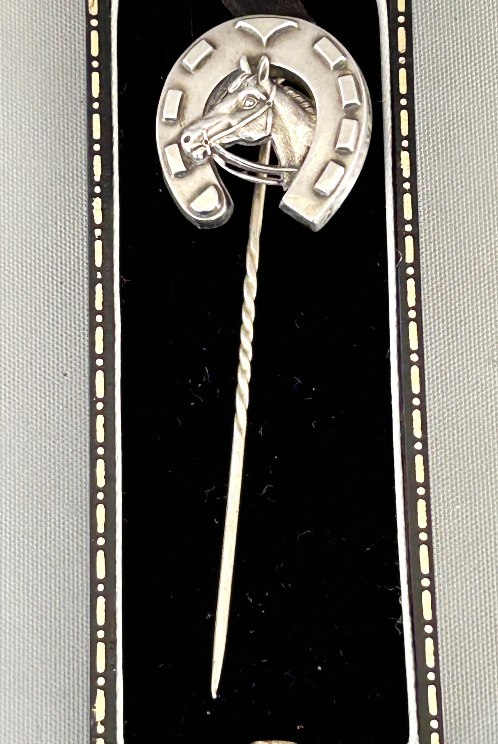 Victorian Silver Horse / Horseshoe Lapel Pin (1 of 6)