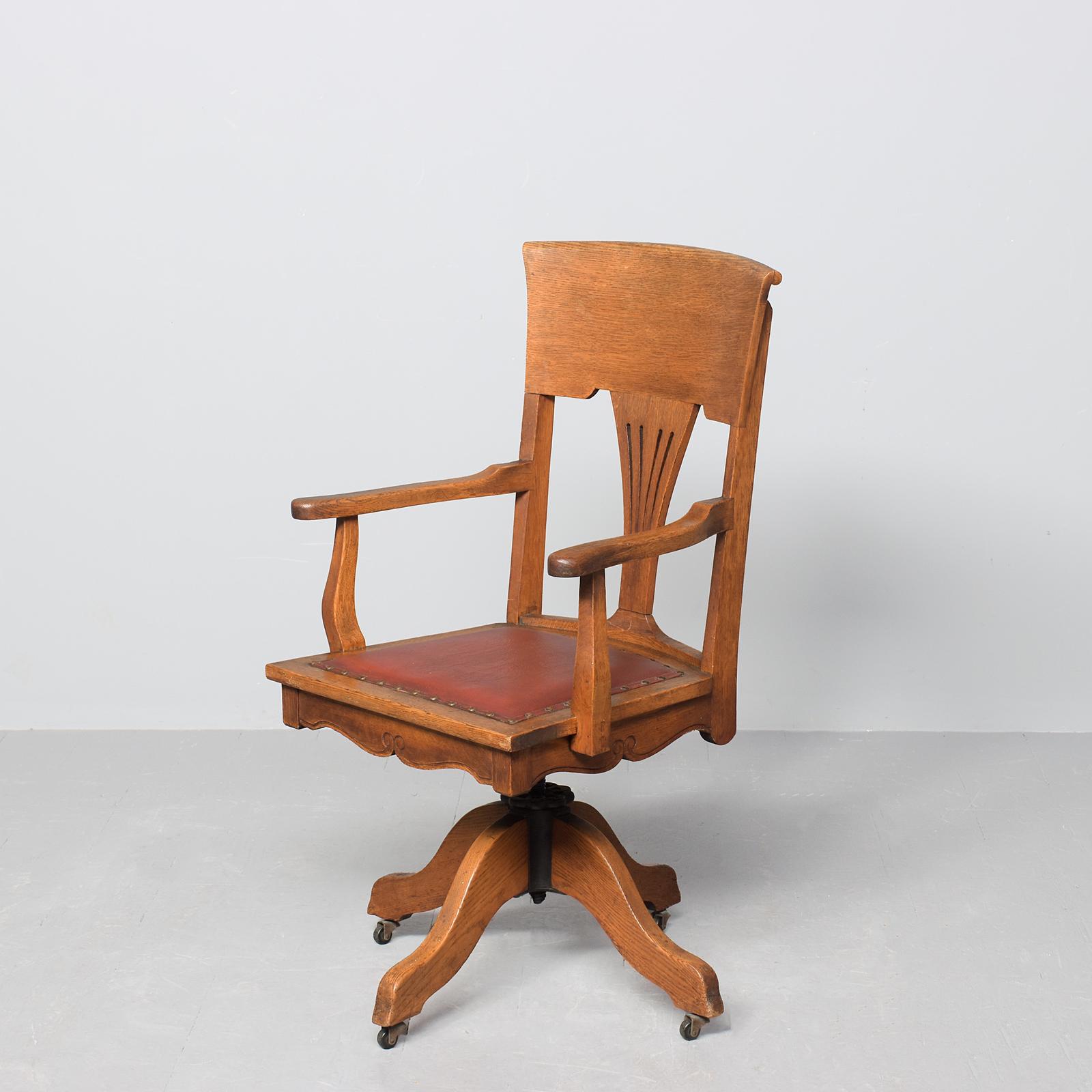 American Solid Oak Revolving Reclining Desk Chair (1 of 8) American Solid Oak Revolving Reclining Desk Chair (1 of 8)