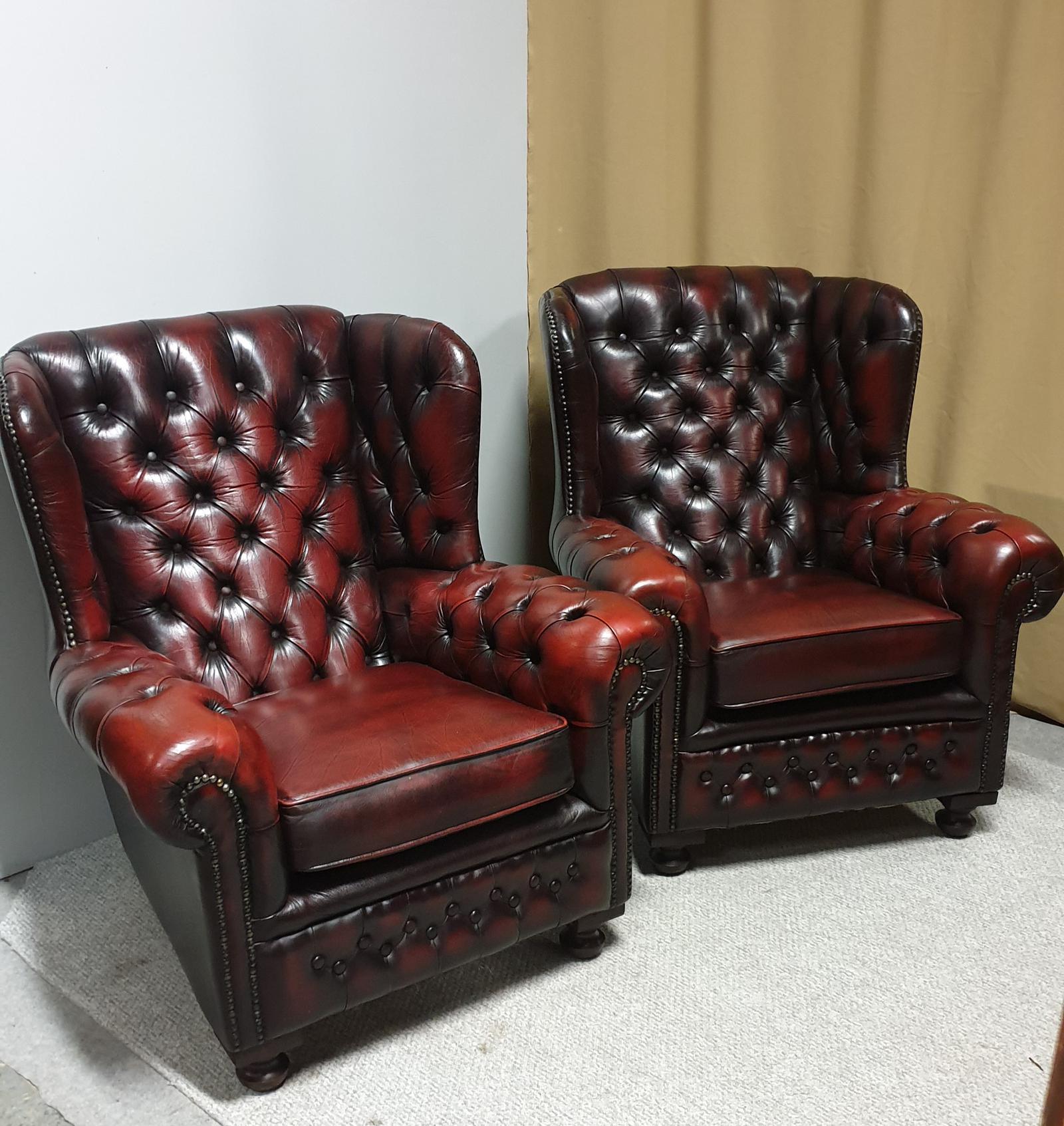Superb Pair of Leather Wing Armchairs (1 of 1) Superb Pair of Leather Wing Armchairs (1 of 1)