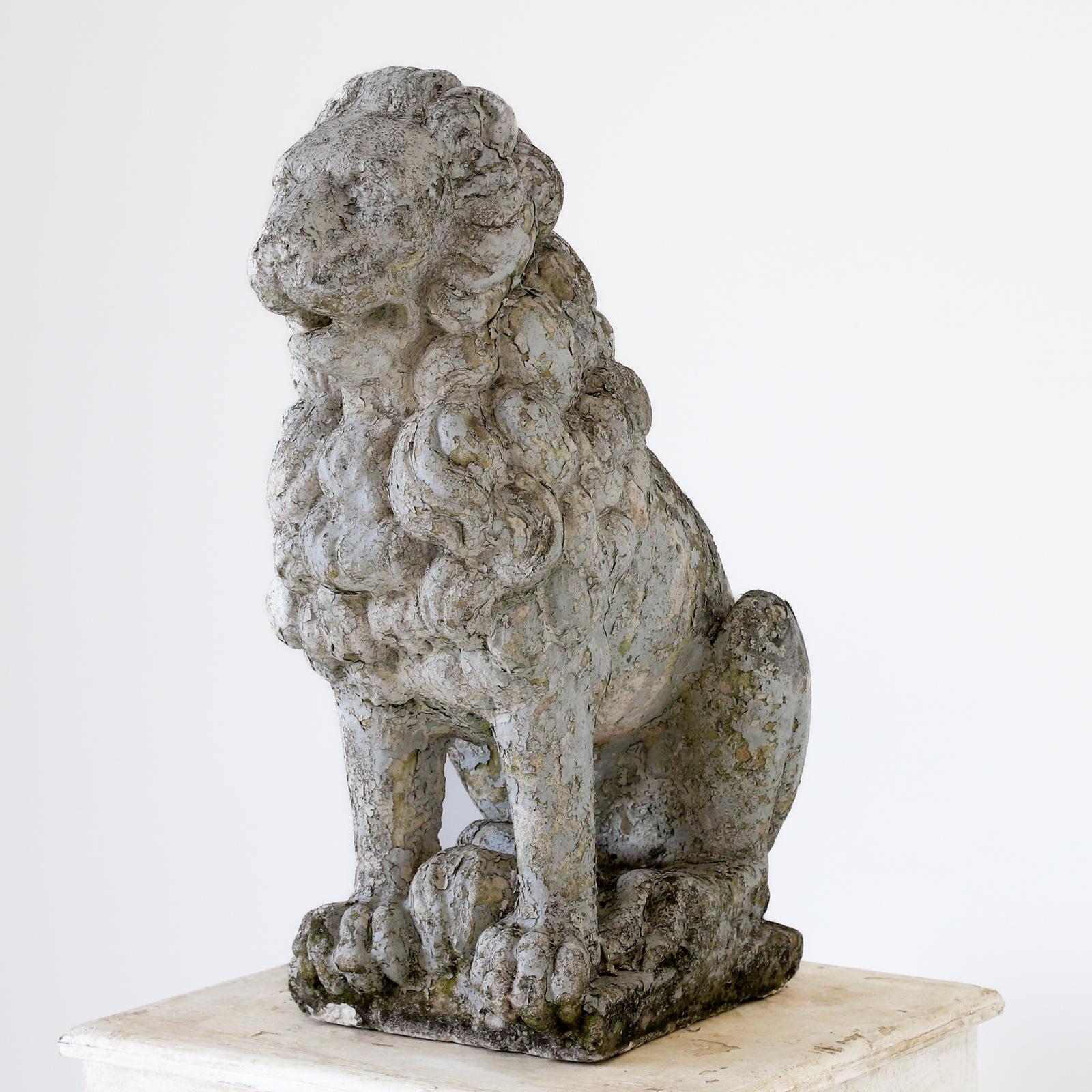 Composite Stone Lion - Original Old Paint c.1930 (1 of 8)