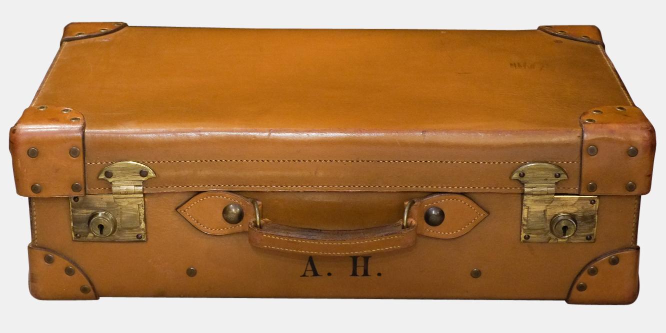 Pair of Tan Leather Suitcases (1 of 1)
